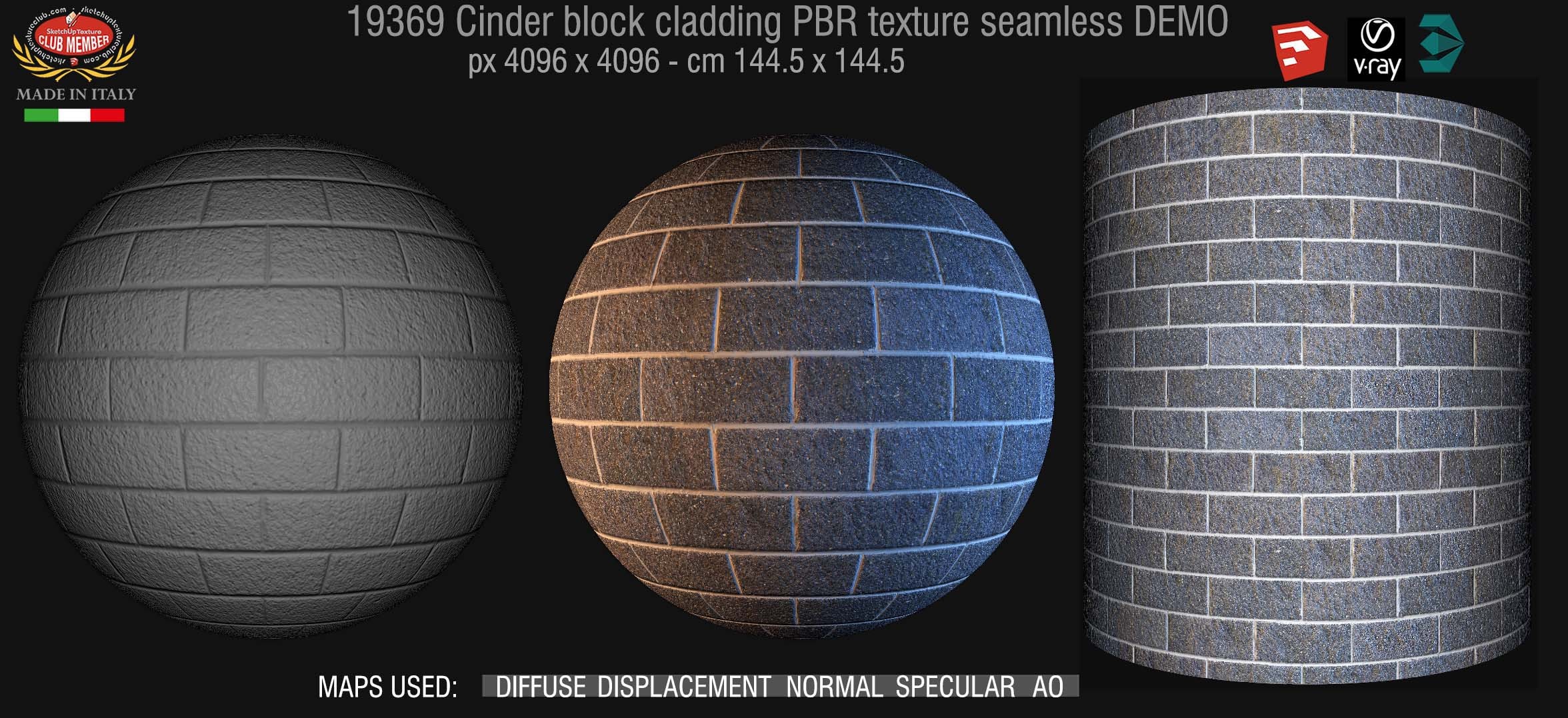 Cinder block cladding PBR texture seamless 19369