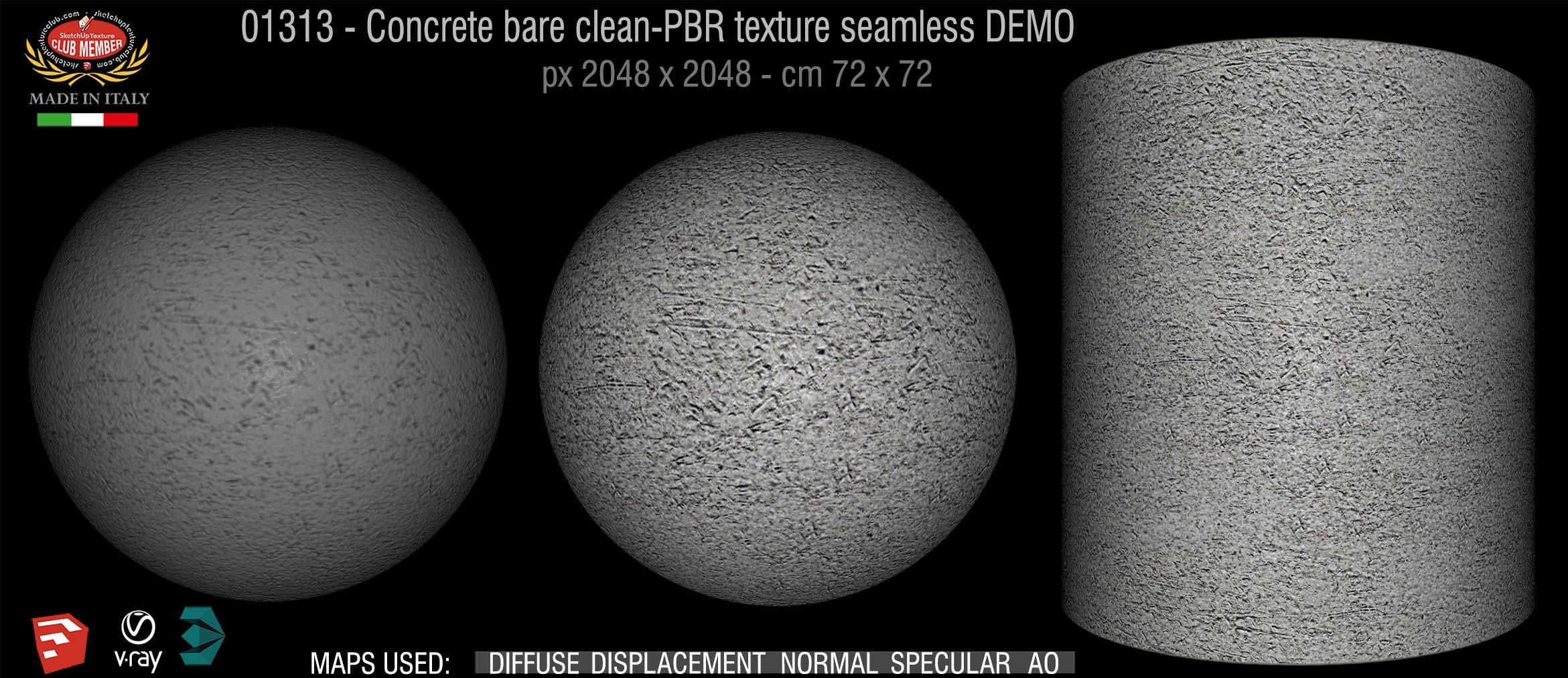 01313 Concrete bare clean-PBR texture seamless DEMO