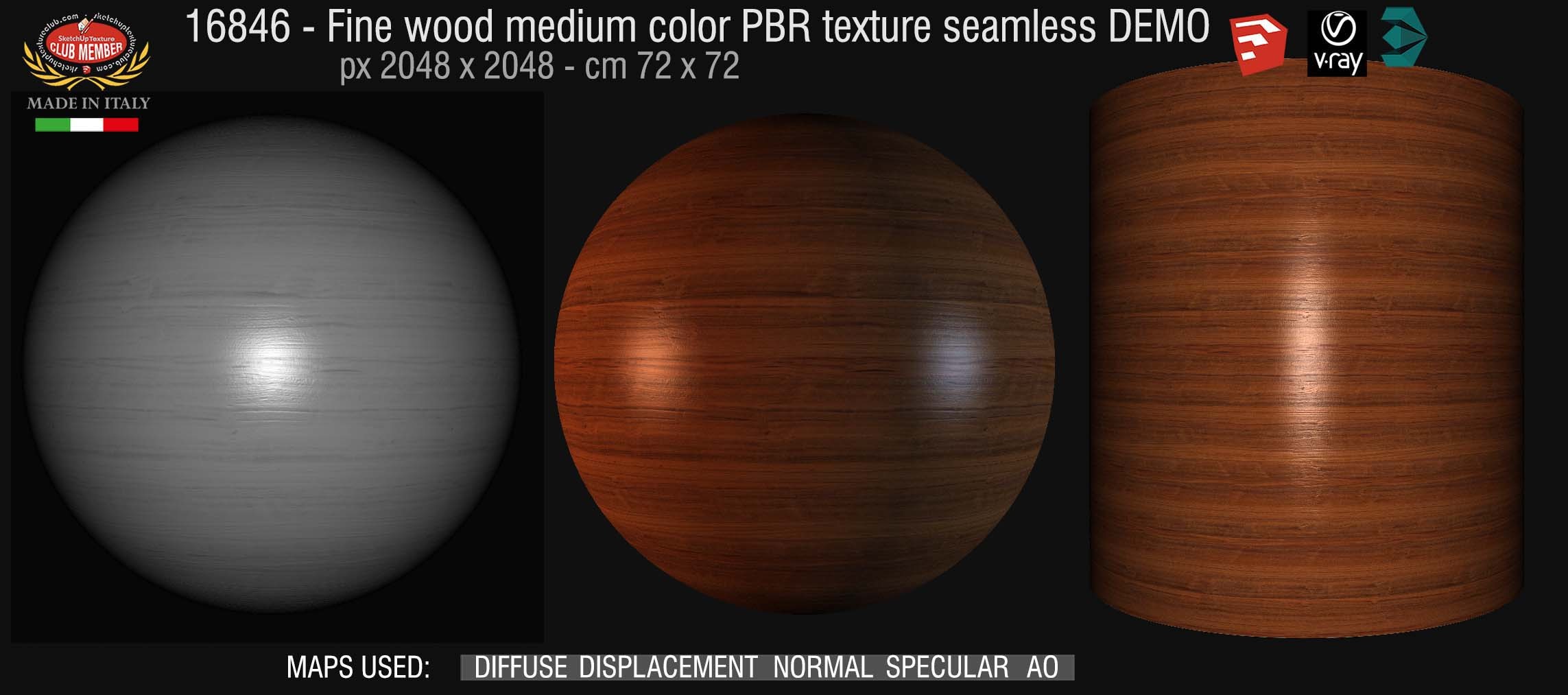 16846 Fine wood medium color PBR texture seamless DEMO