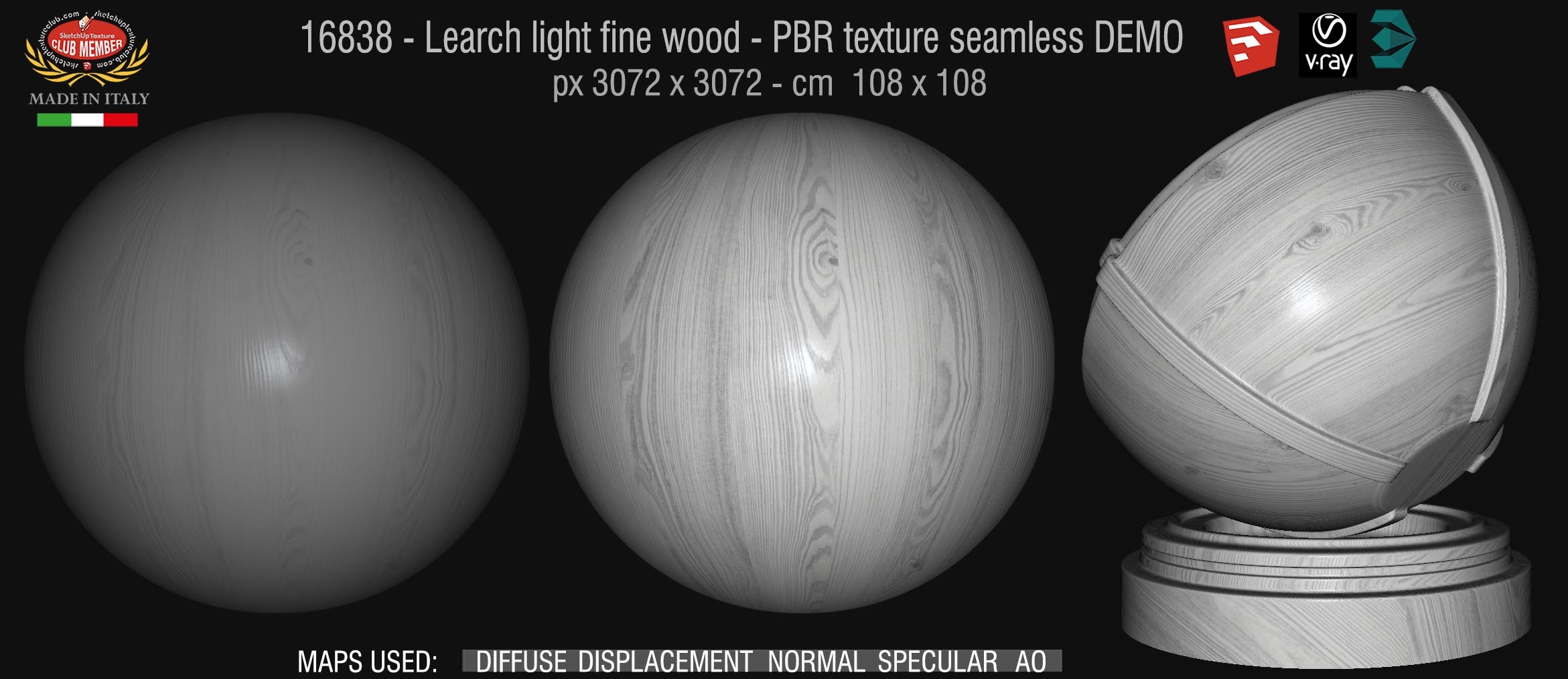 16838 Learch light fine wood - PBR texture seamless DEMO