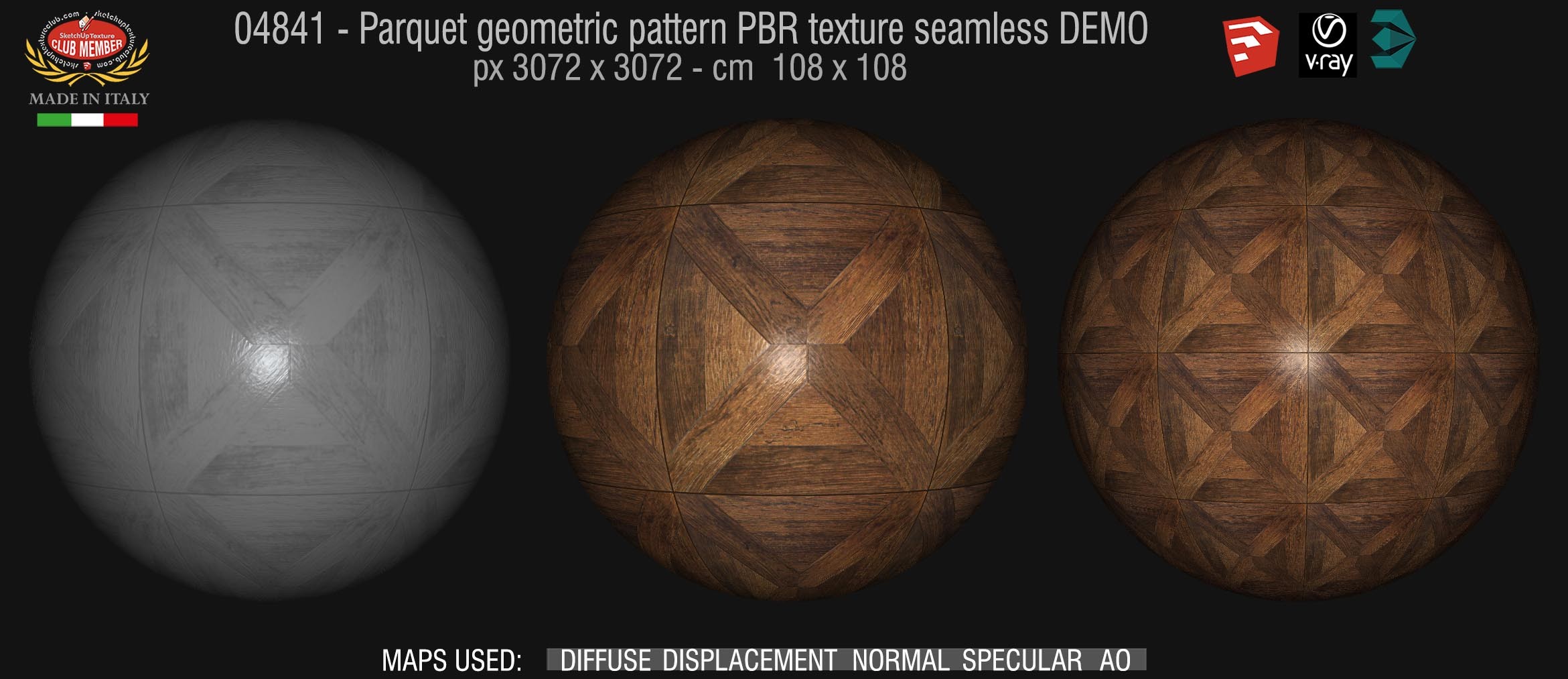 04841 Parquet geometric pattern PBR texture seamless DEMO