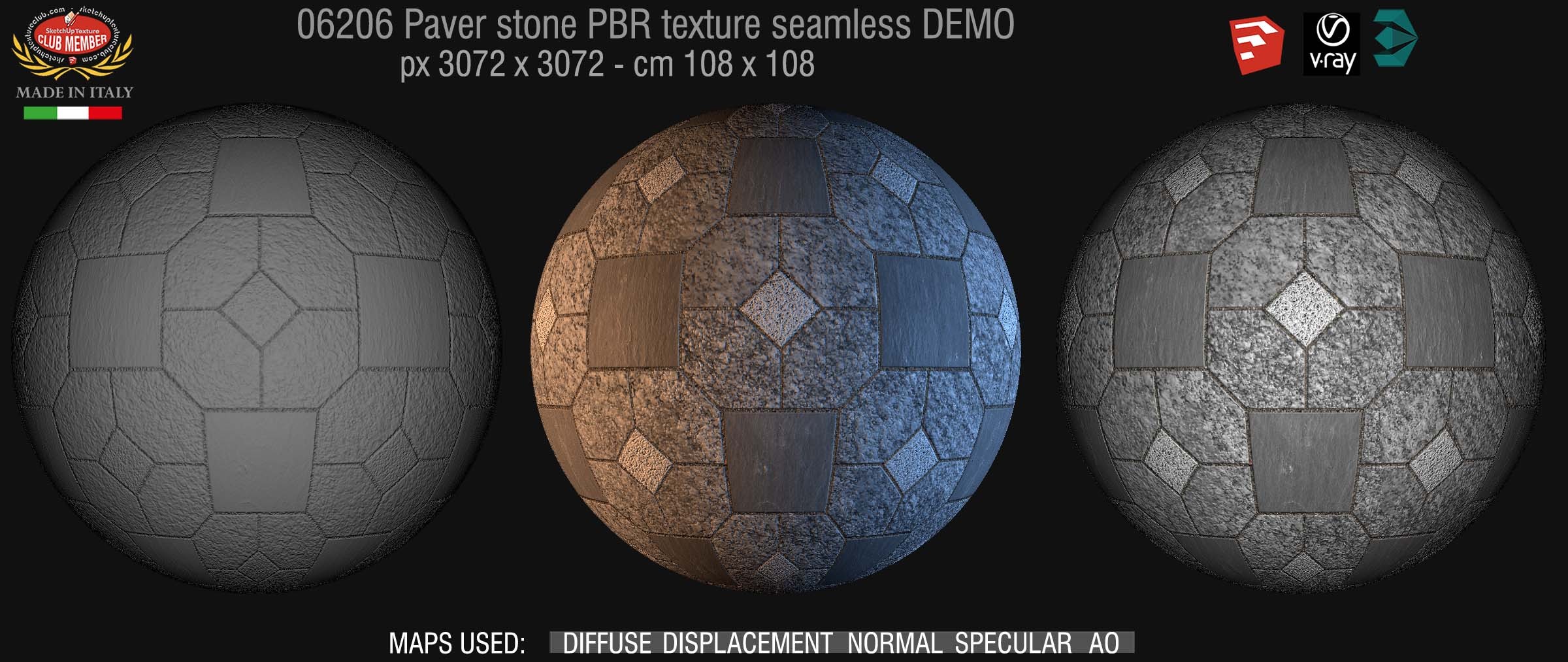 06206 Pavers stone PBR texture seamless DEMO