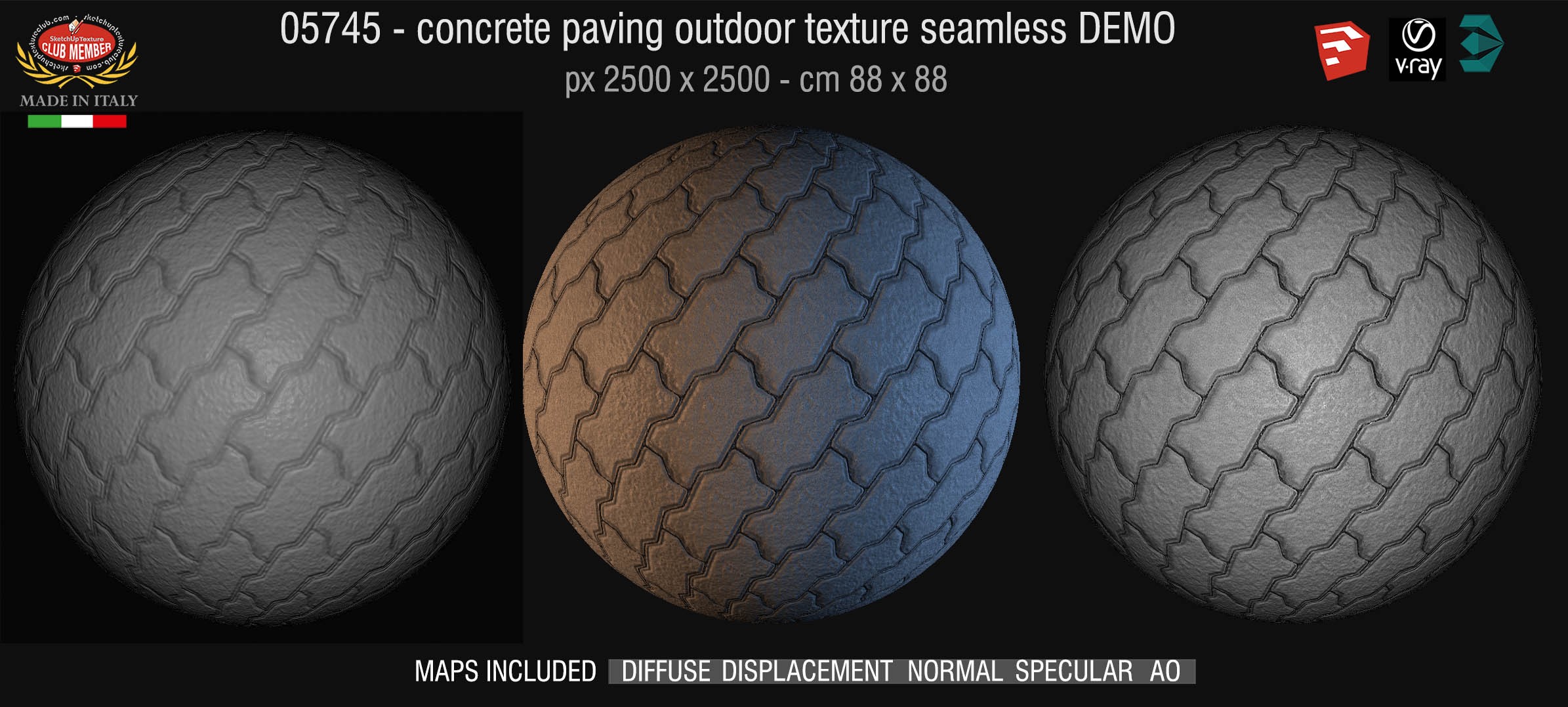 05745 HR Paving outdoor concrete regular block texture + maps DEMO