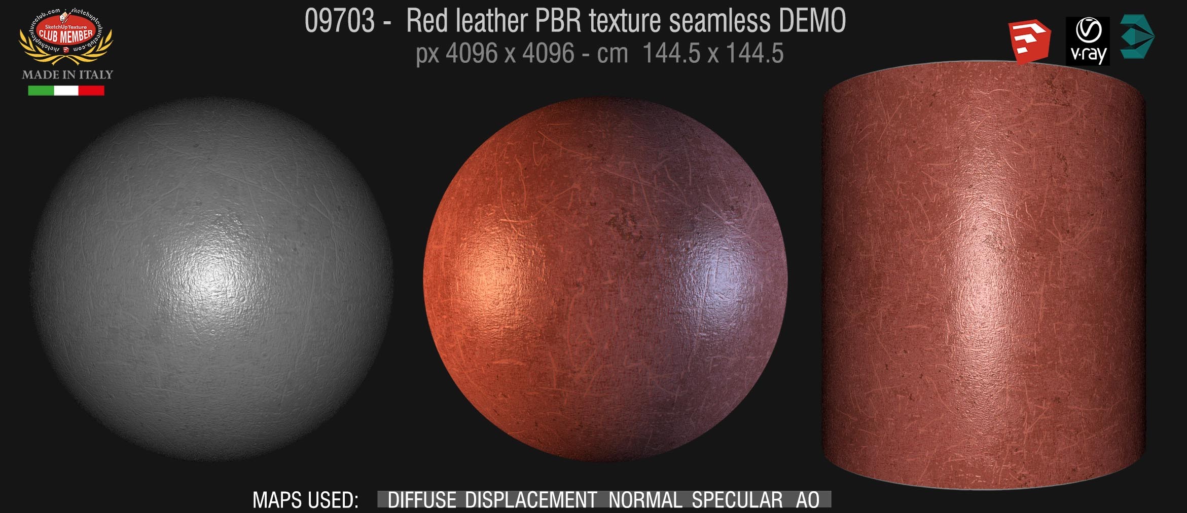 09703 Red leather PBR texture seamless DEMO