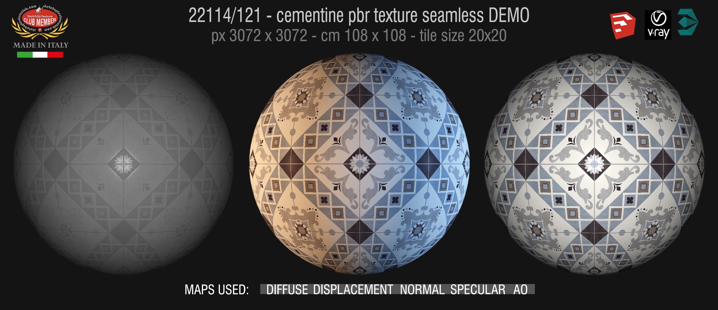 22114/121cementine tiles Pbr seamless texture DEMO - porcelain stoneware concrete look PARIS collection