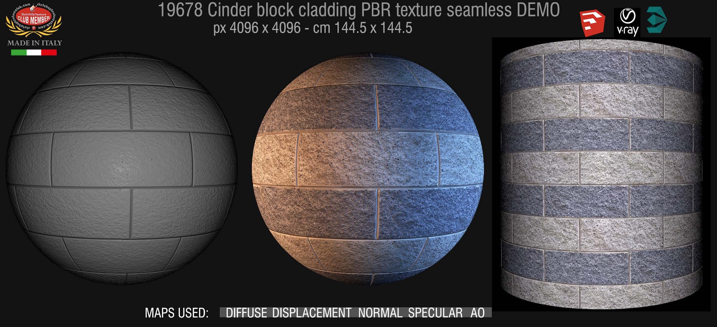 19678 Cinder block cladding PBR texture seamless DEMO