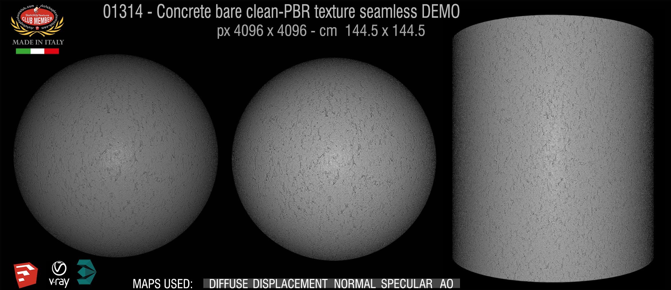 01314 Concrete bare clean-PBR texture seamless DEMO