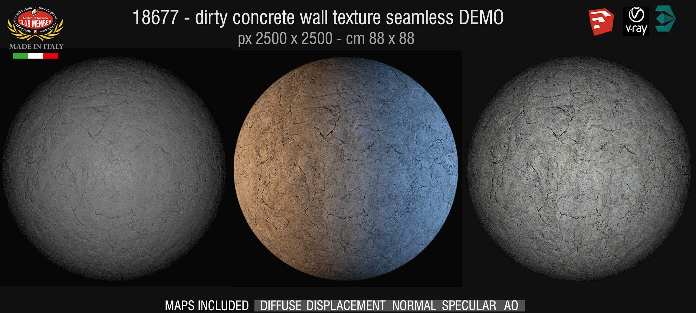 18677 Concrete dirty wall PBR texture seamless DEMO