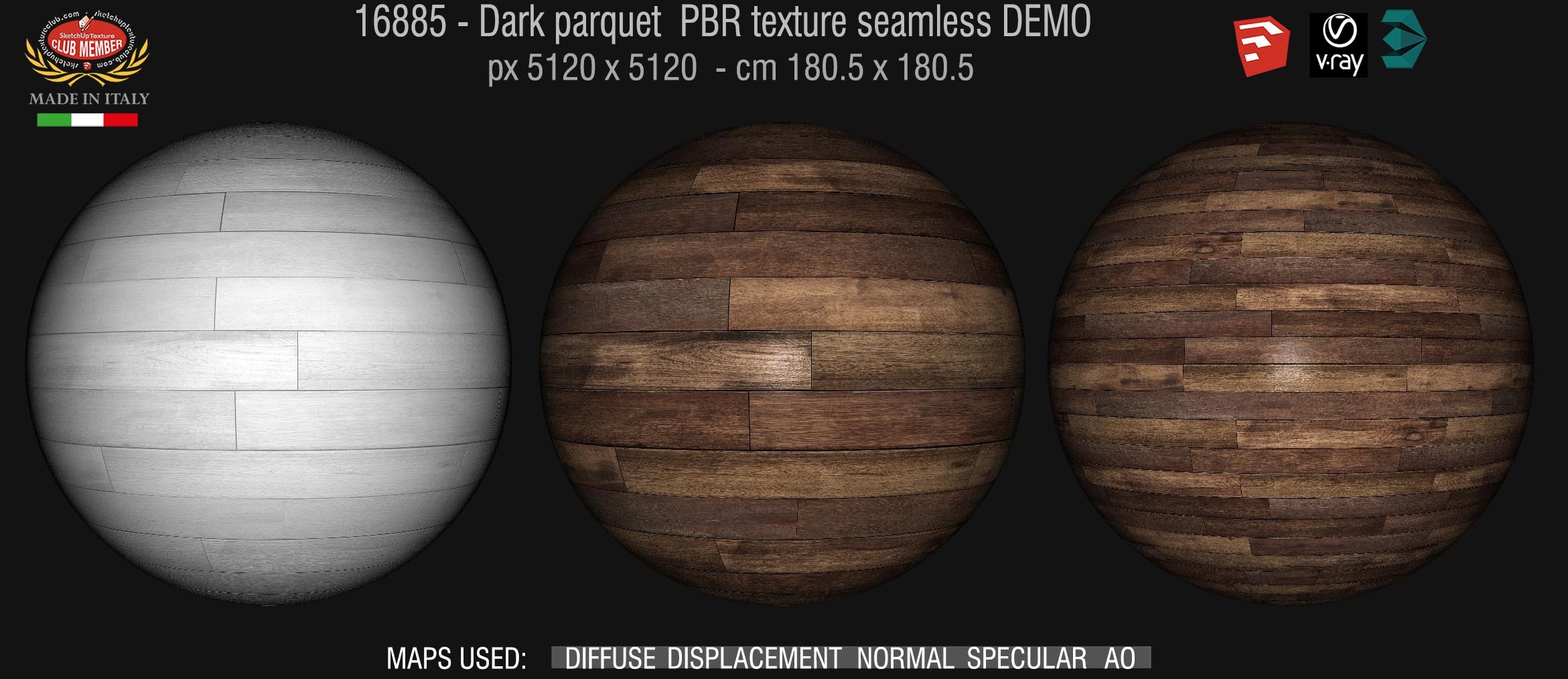 16885 Dark parquet PBR texture seamless DEMO