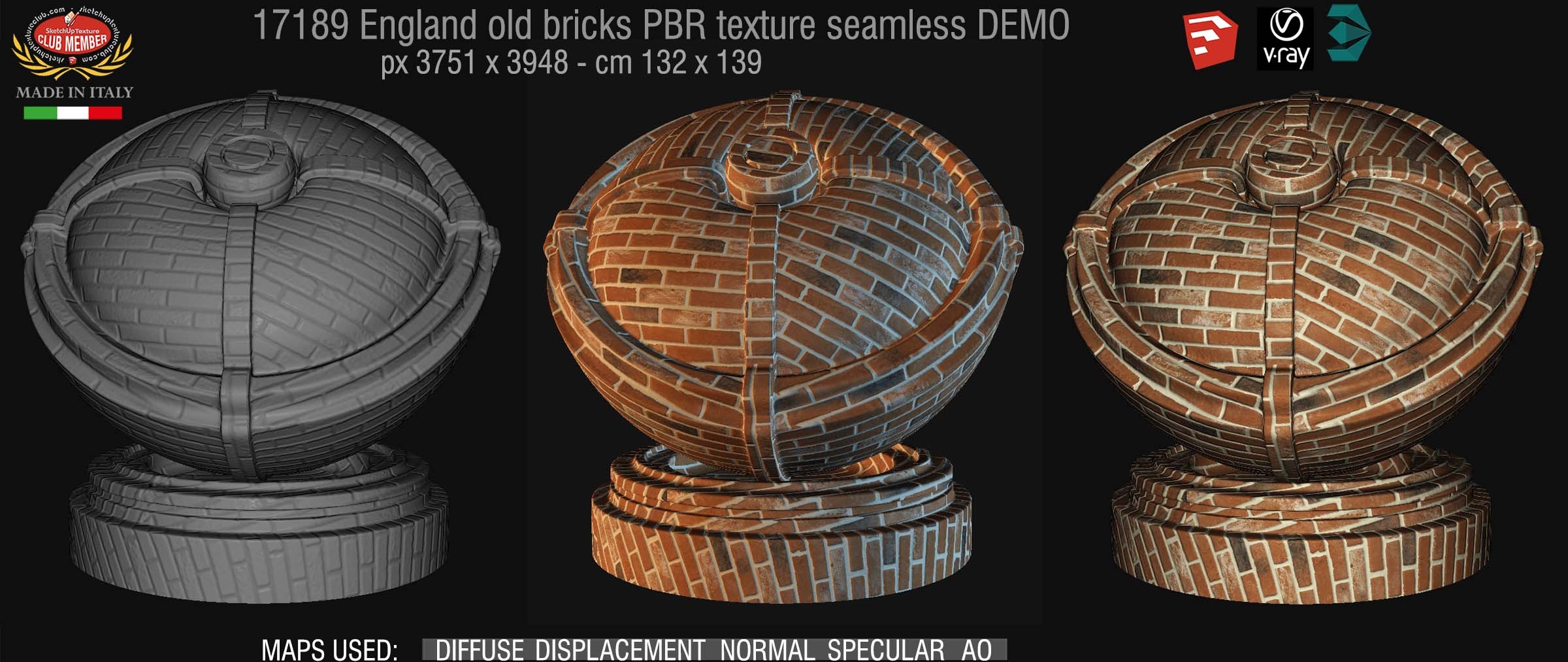 171189 England old bricks PBR texture seamless DEMO