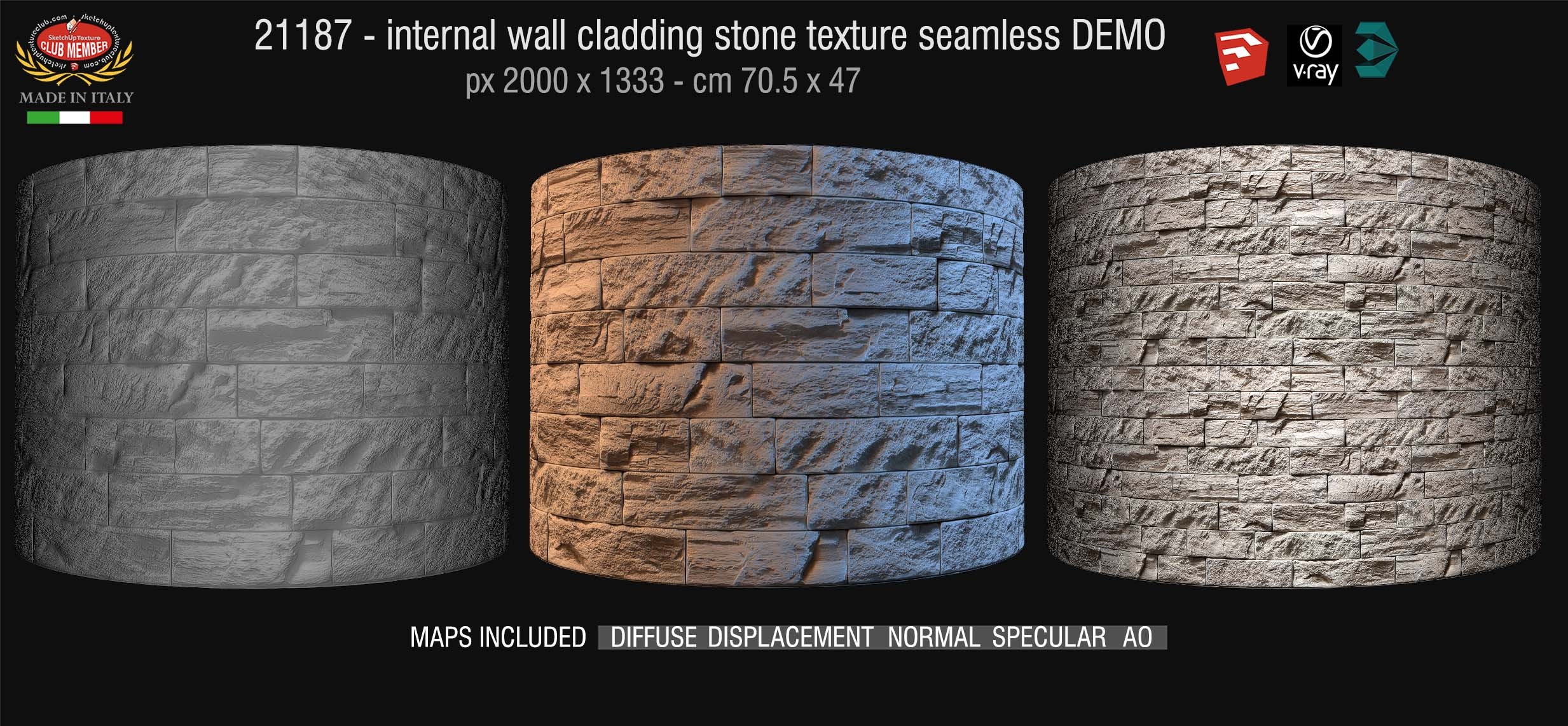 21187 Internal wall cladding stone texture + maps DEMO