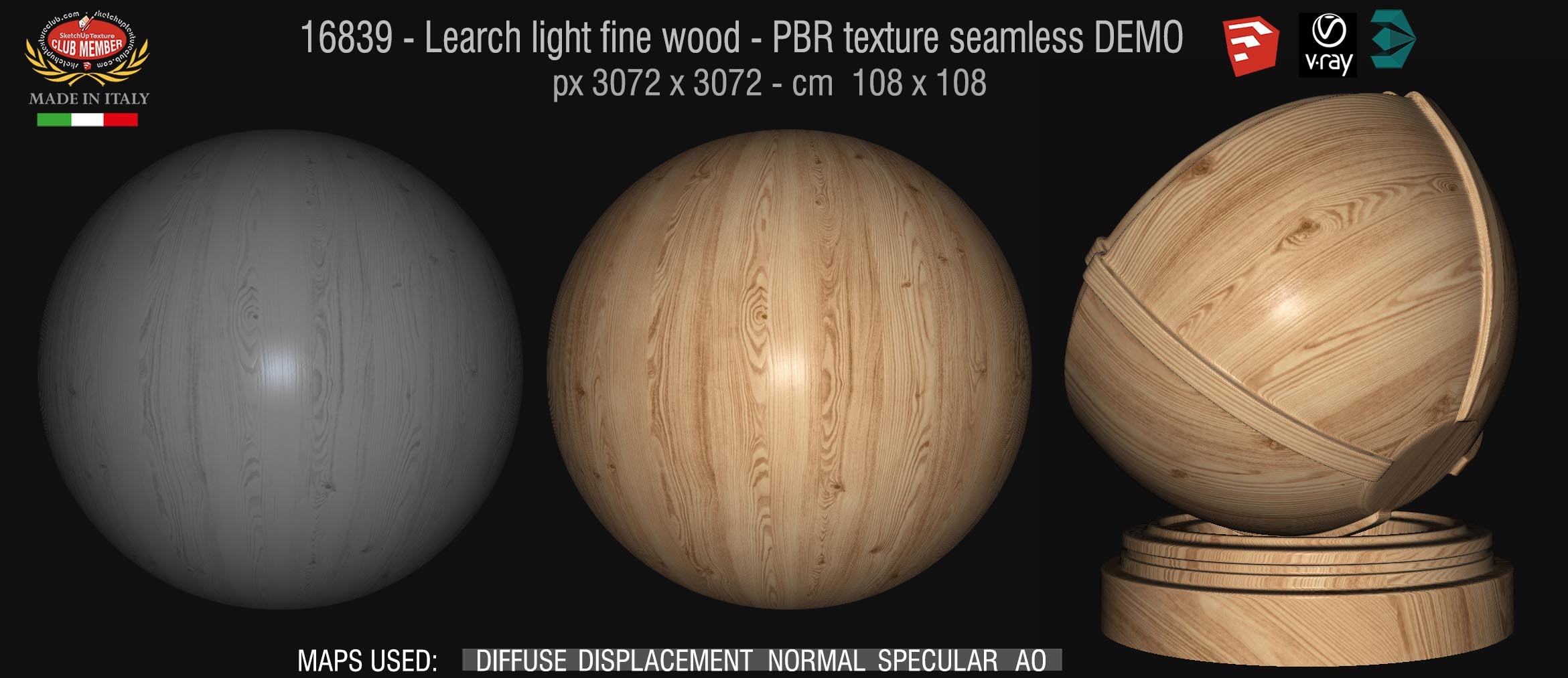 16839 Learch light fine wood - PBR texture seamless DEMO