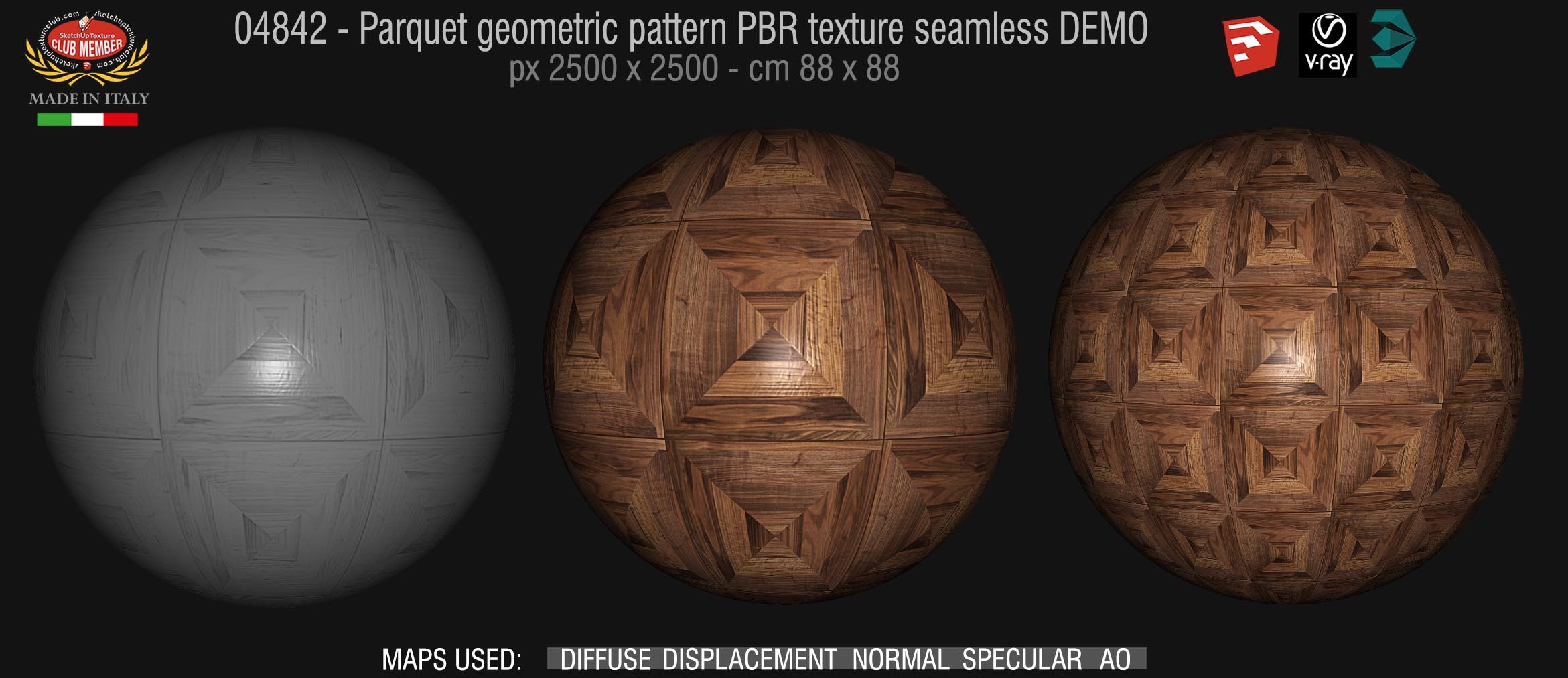 04842 Parquet geometric pattern PBR texture seamless DEMO