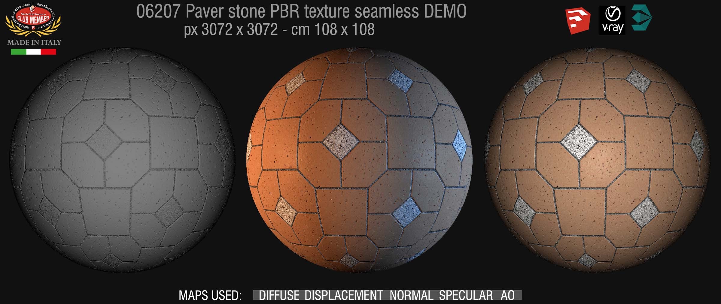 06207 Pavers stone PBR texture seamless DEMO