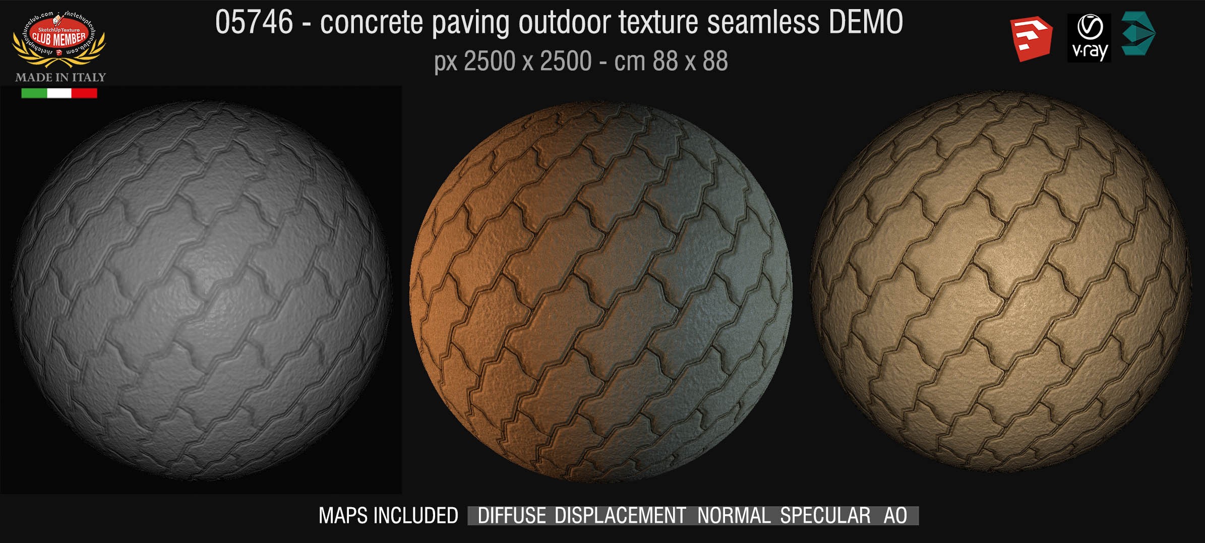 05746 HR Paving outdoor concrete regular block texture + maps DEMO