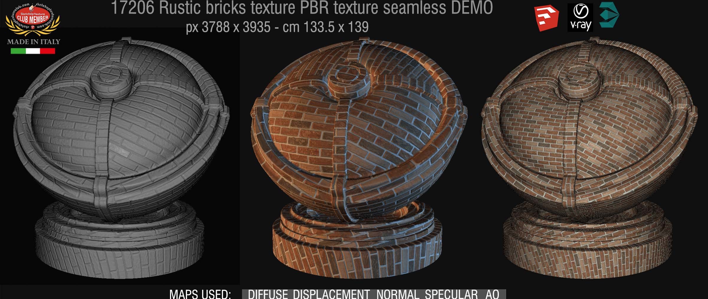 17206 Rustic bricks PBR texture seamless DEMO