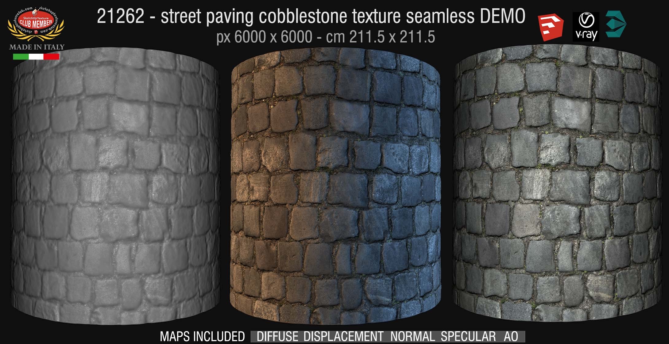 21262 CLICK TO ENLARGE Street paving cobblestone texture + maps DEMO