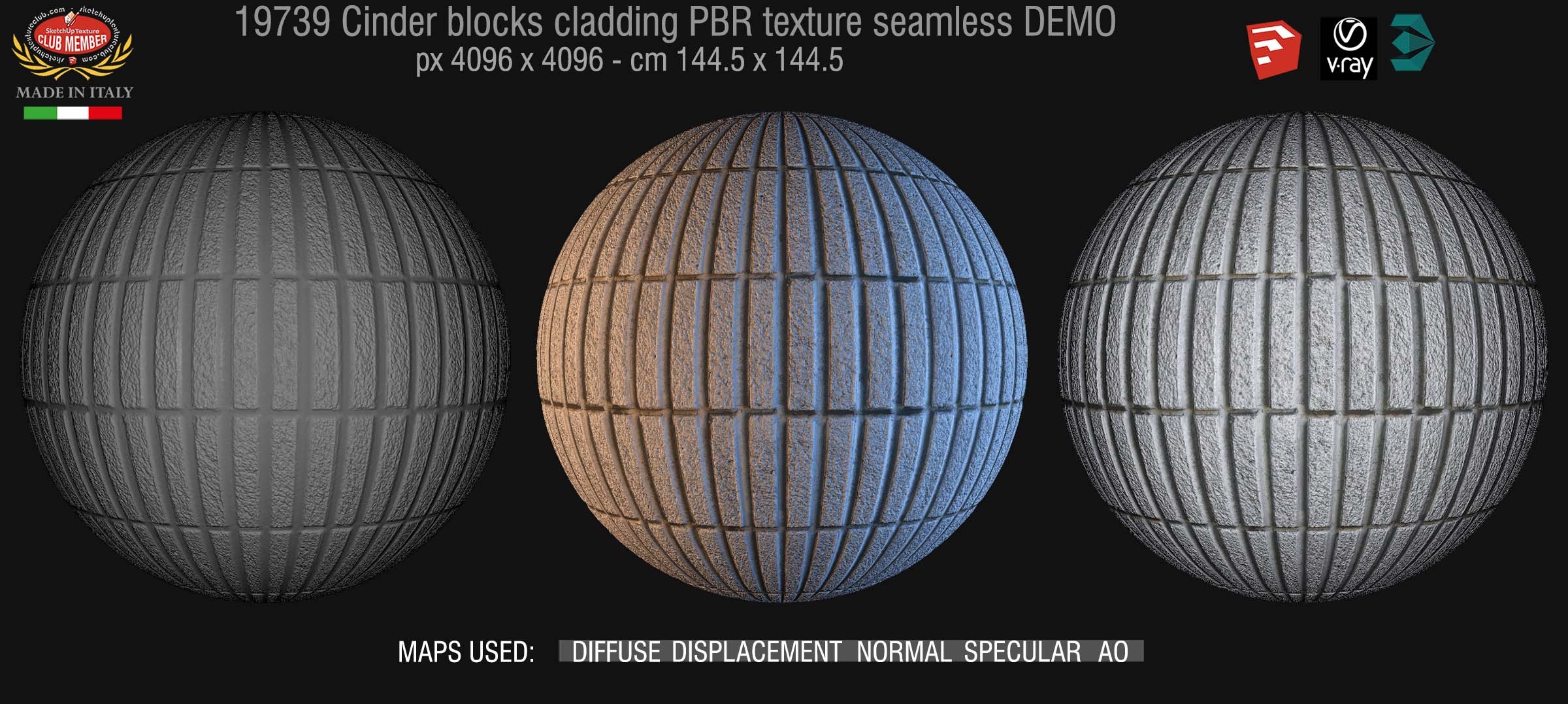 17739 Cinder block cladding PBR texture seamless DEMO