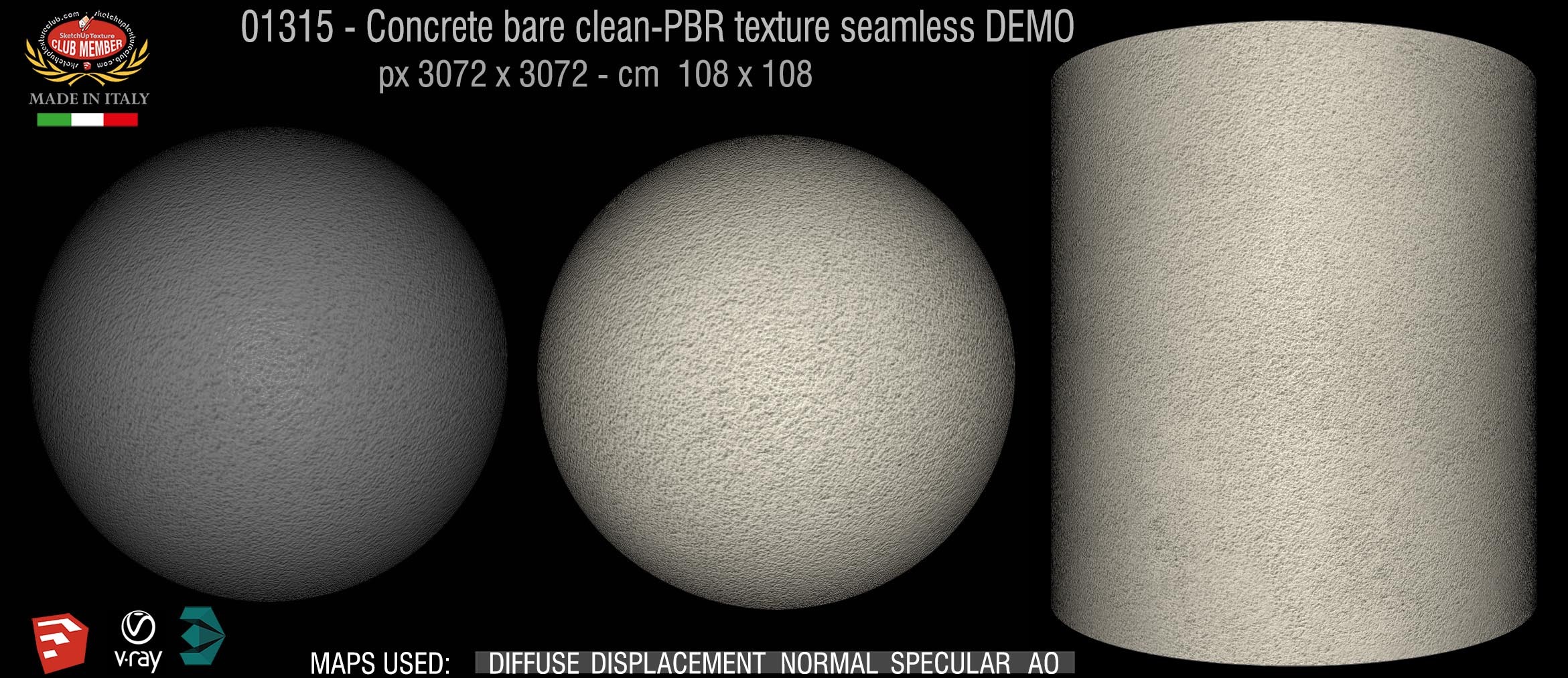 01315 Concrete bare clean-PBR texture seamless DEMO