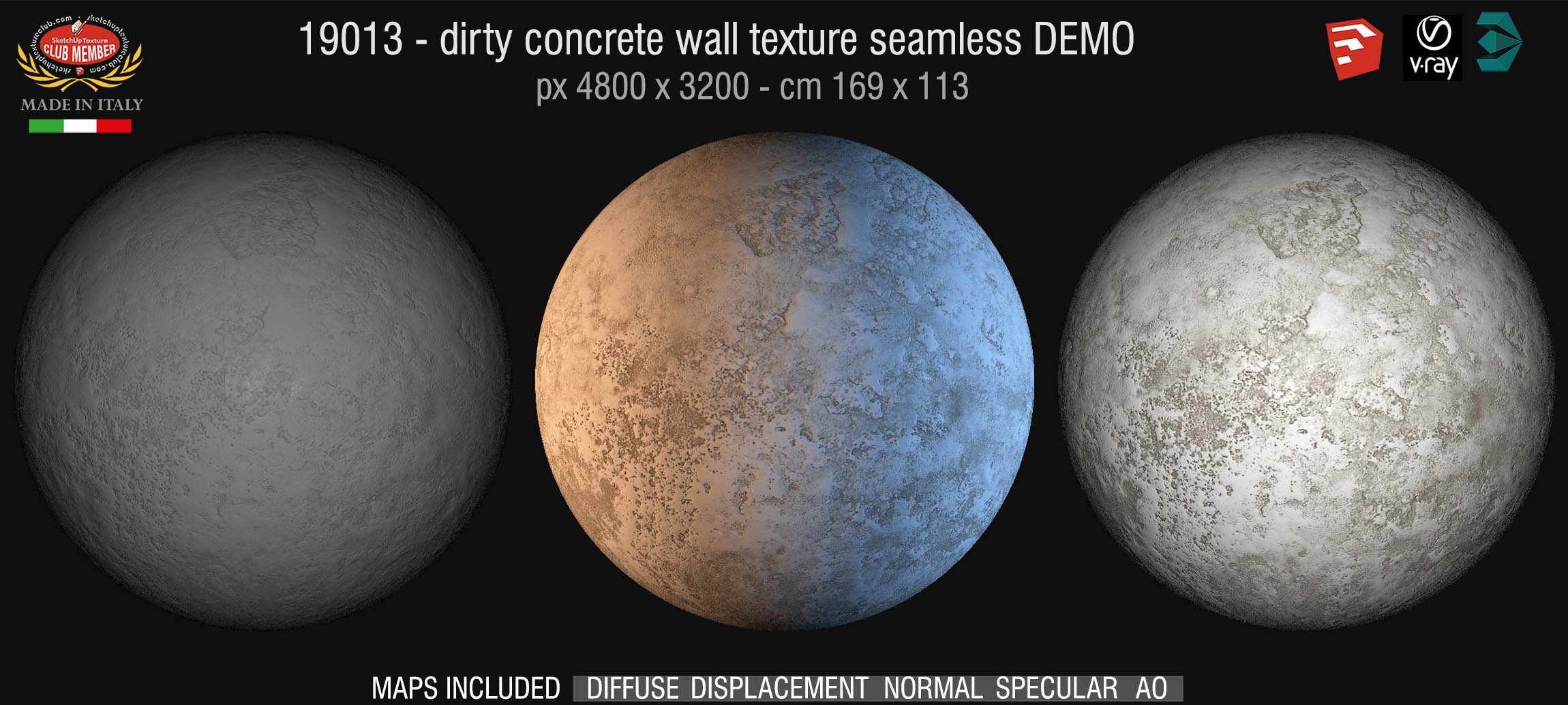19013 HR Concrete dirty wall PBR texture seamless DEMO