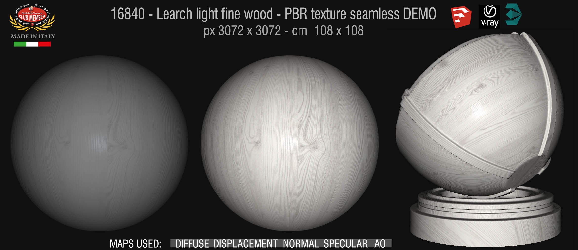 16840 Learch light fine wood - PBR texture seamless DEMO