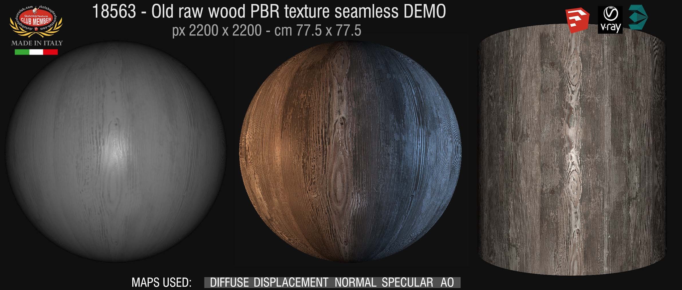 18563 Old raw wood PBR texture seamless DEMO