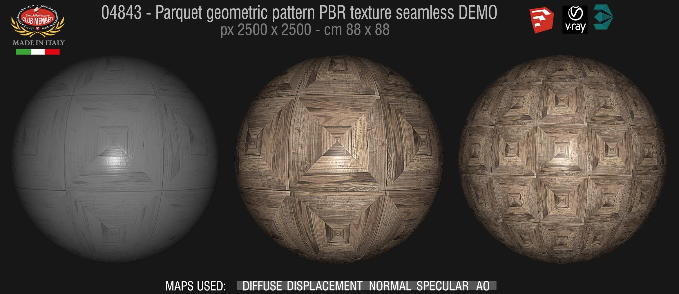 04843 Parquet geometric pattern PBR texture seamless DEMO