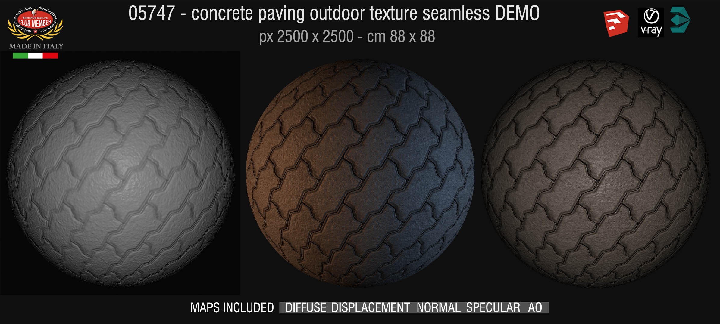 05747 HR Paving outdoor concrete regular block texture + maps DEMO