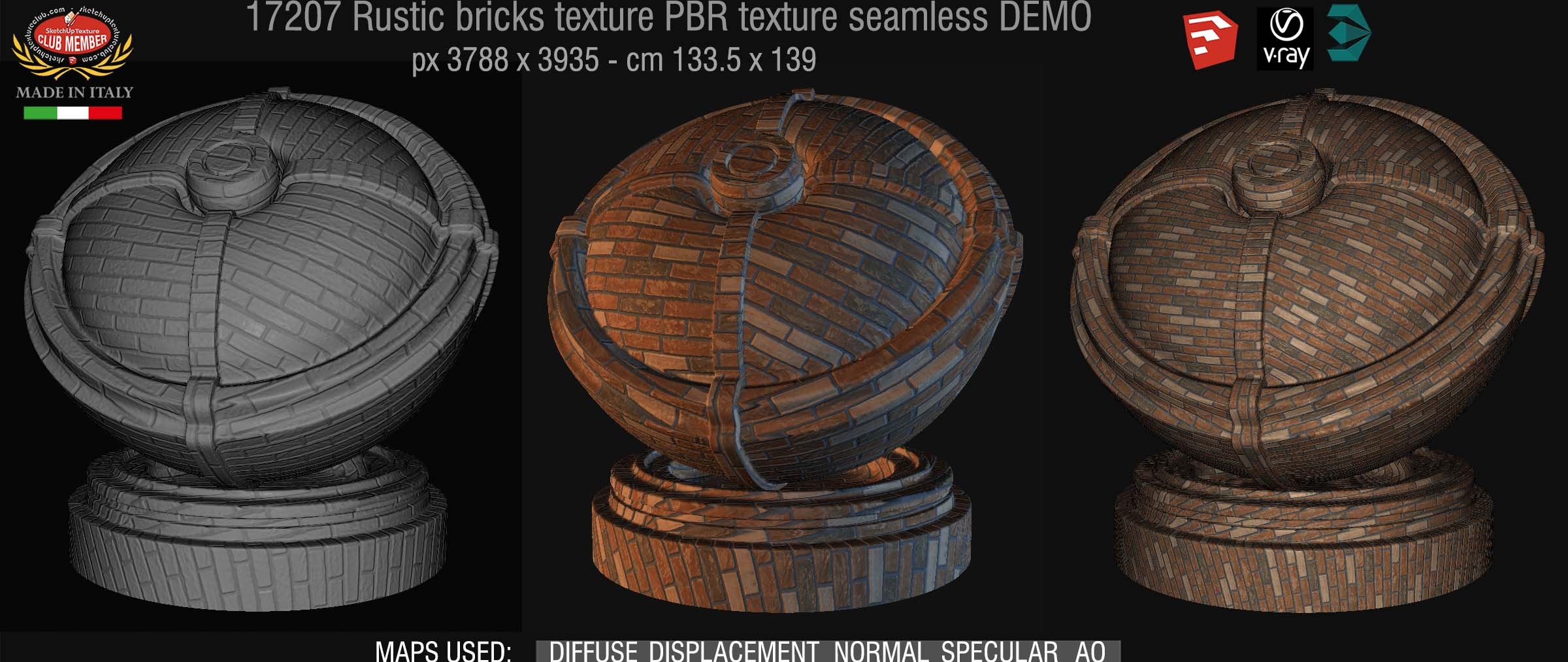 17207 Rustic bricks PBR texture seamless DEMO