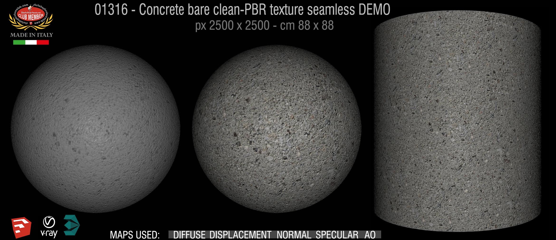 01316 Concrete bare clean-PBR texture seamless DEMO