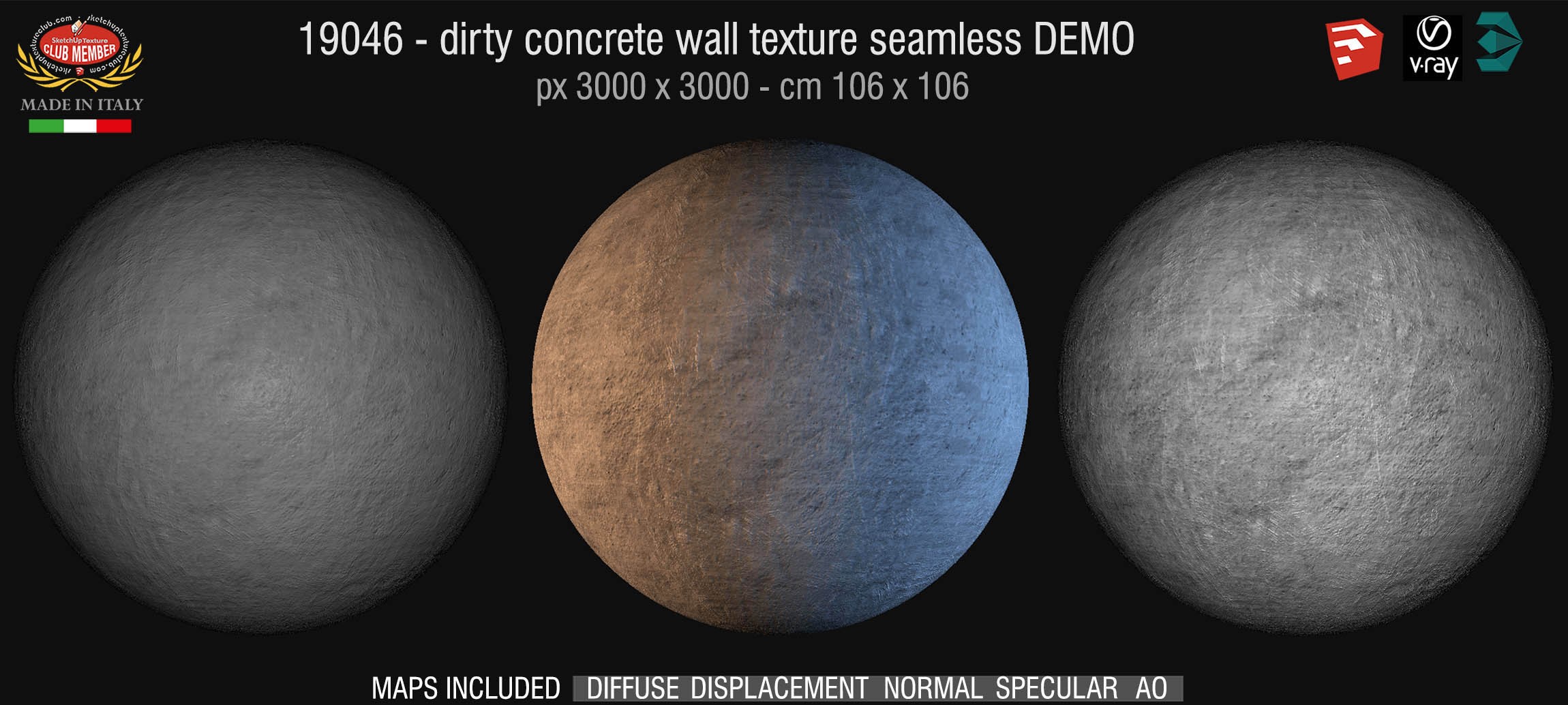 19046 HR Concrete dirty wall PBR texture seamless DEMO