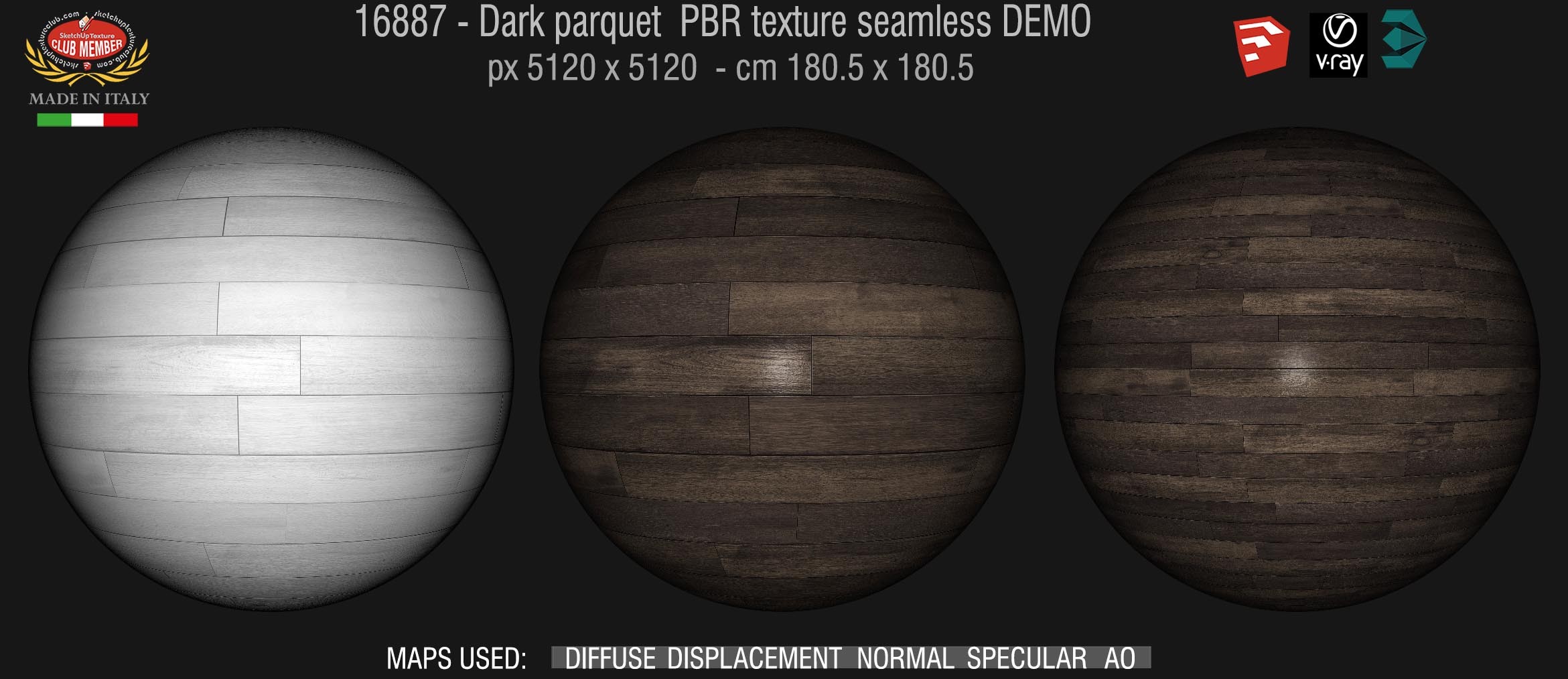 16887 Dark parquet PBR texture seamless DEMO