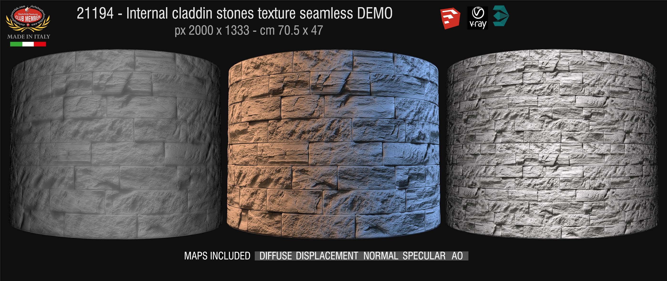 21194 Internal wall cladding stone texture + maps DEMO