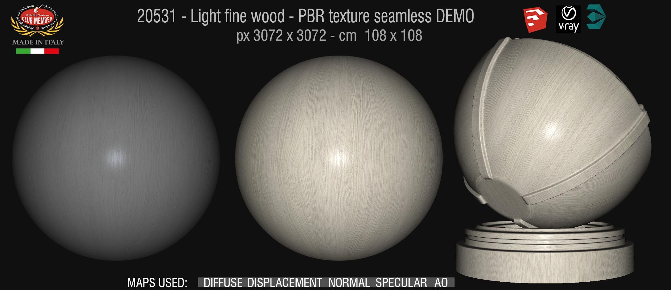 20531 Light fine wood - PBR texture seamless DEMO