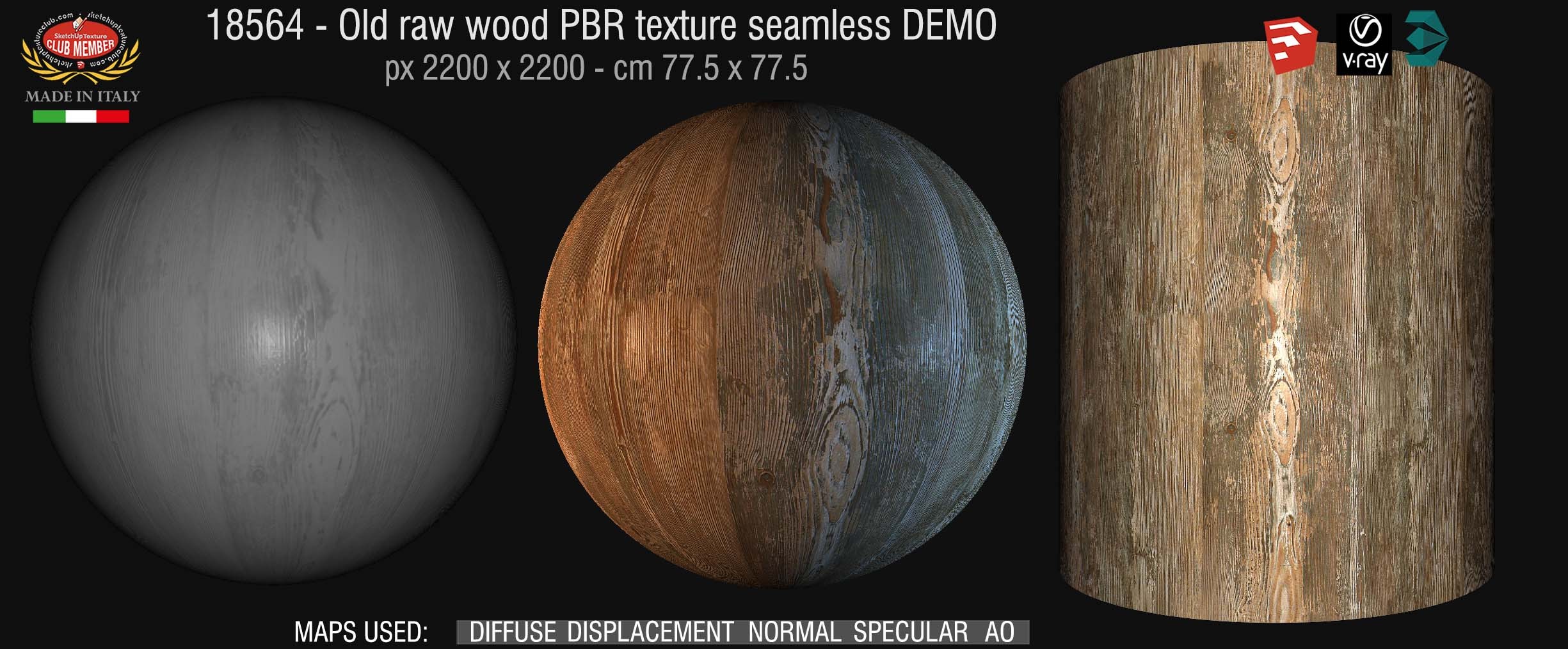 19564 Old raw wood PBR texture seamless DEMO