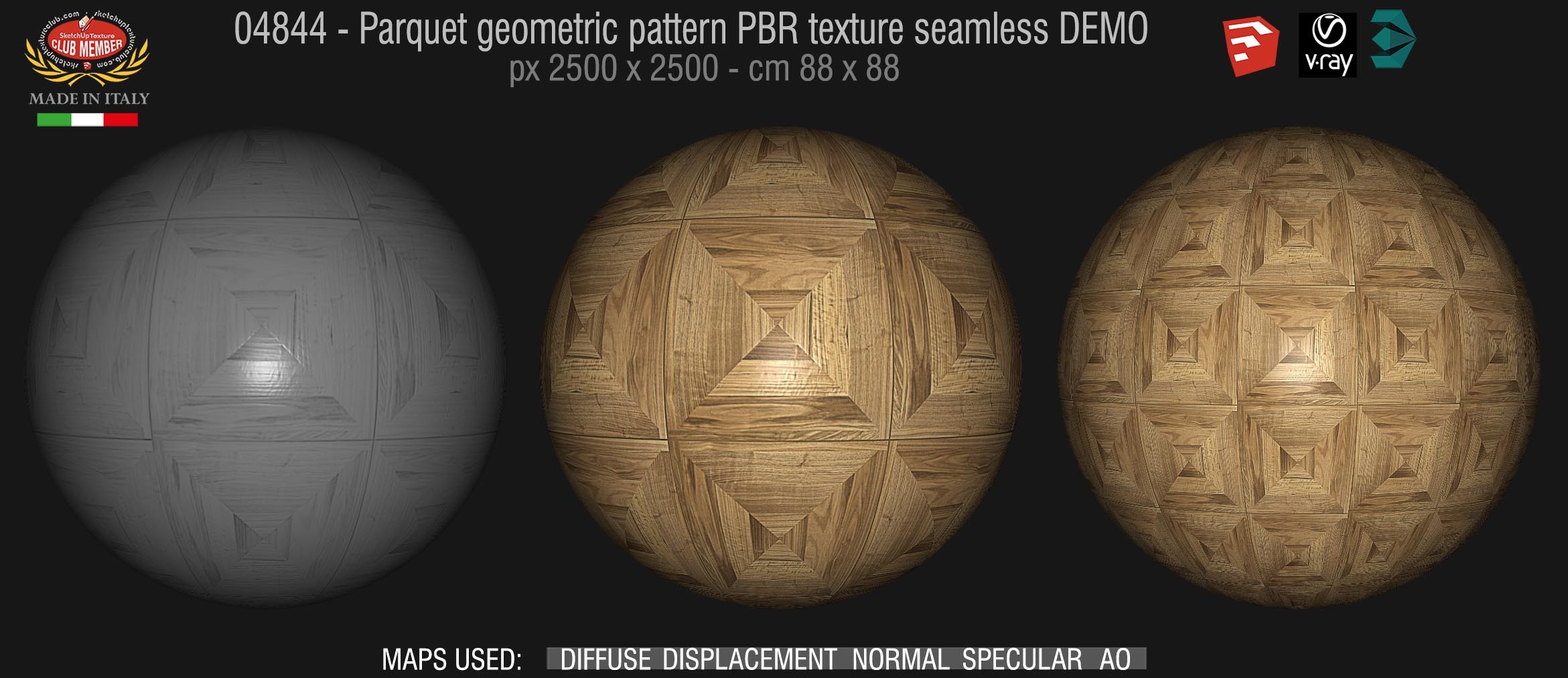 04844 Parquet geometric pattern PBR texture seamless DEMO