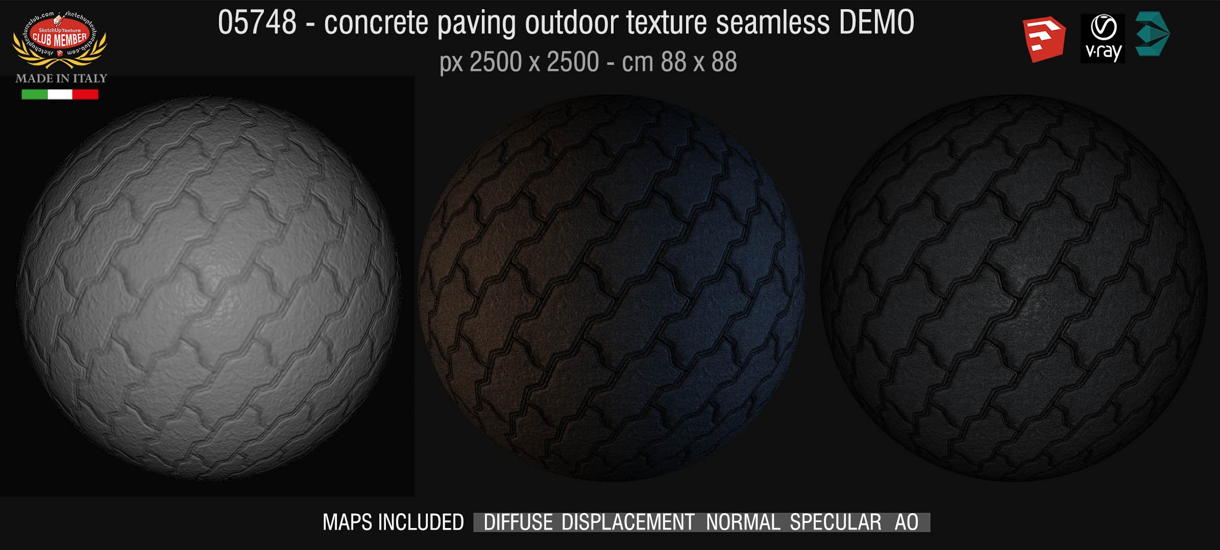 05748 HR Paving outdoor concrete regular block texture + maps DEMO