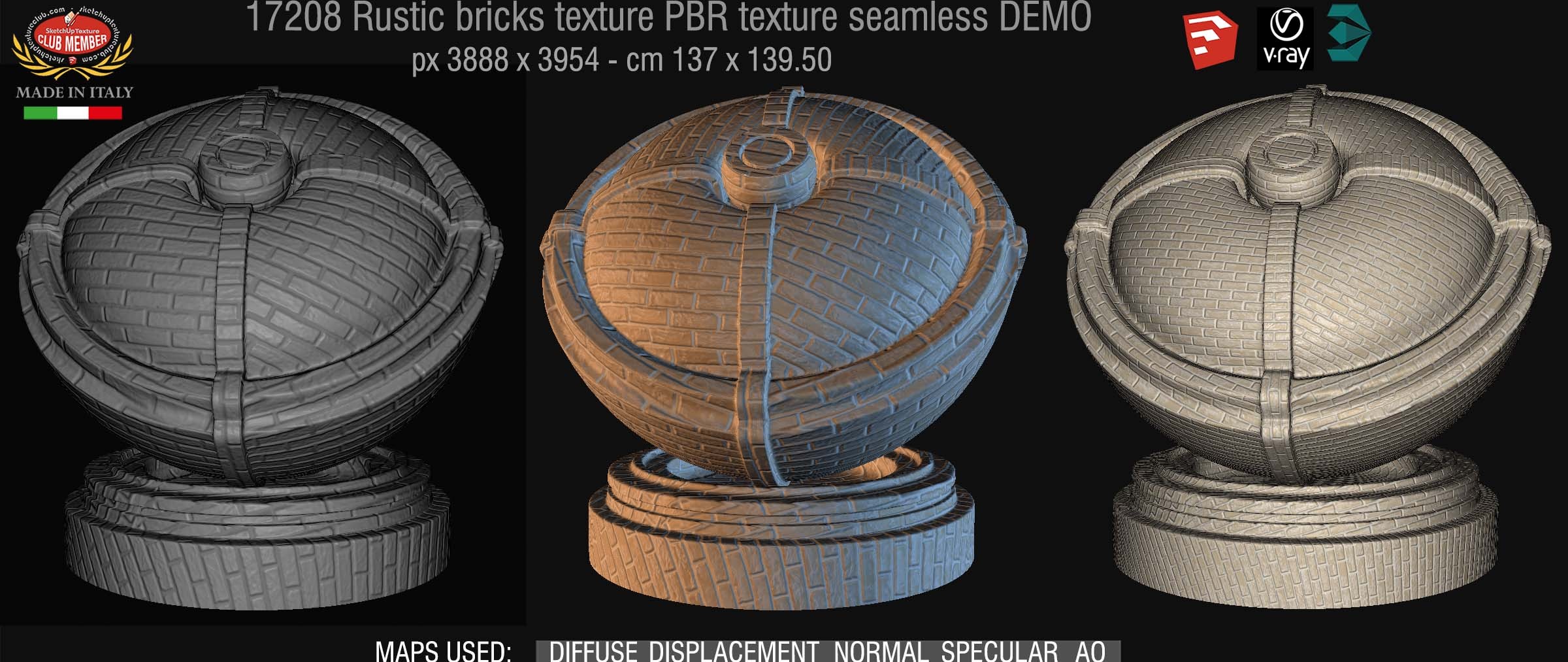 17208 rustic bricks PBR texture seamless DEMO