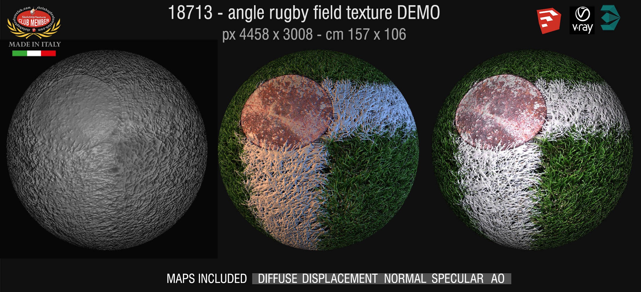 18713 HR Angle rugby field texture + maps DEMO