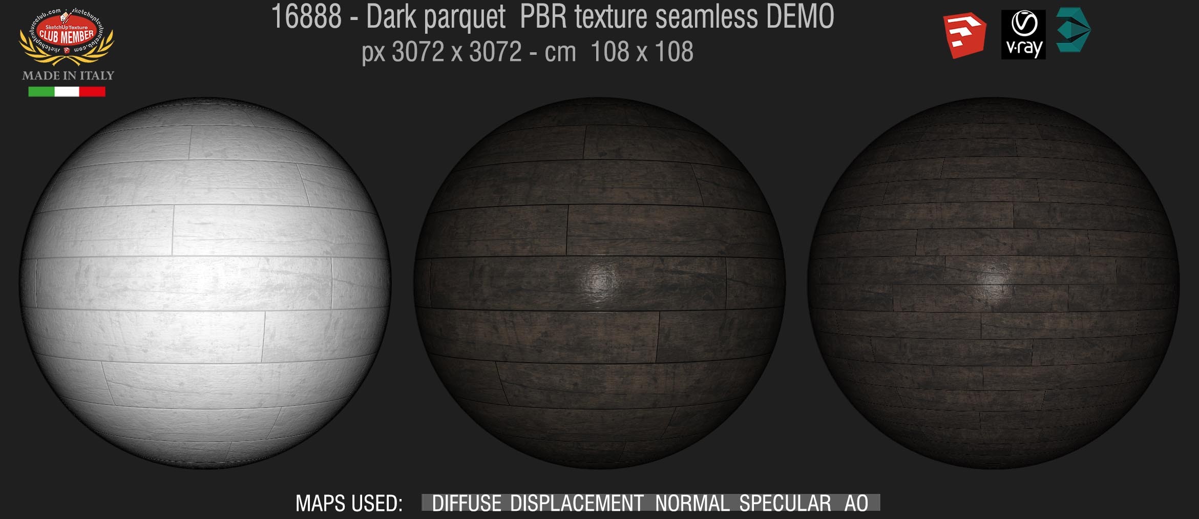 16888 Dark parquet PBR texture seamless DEMO