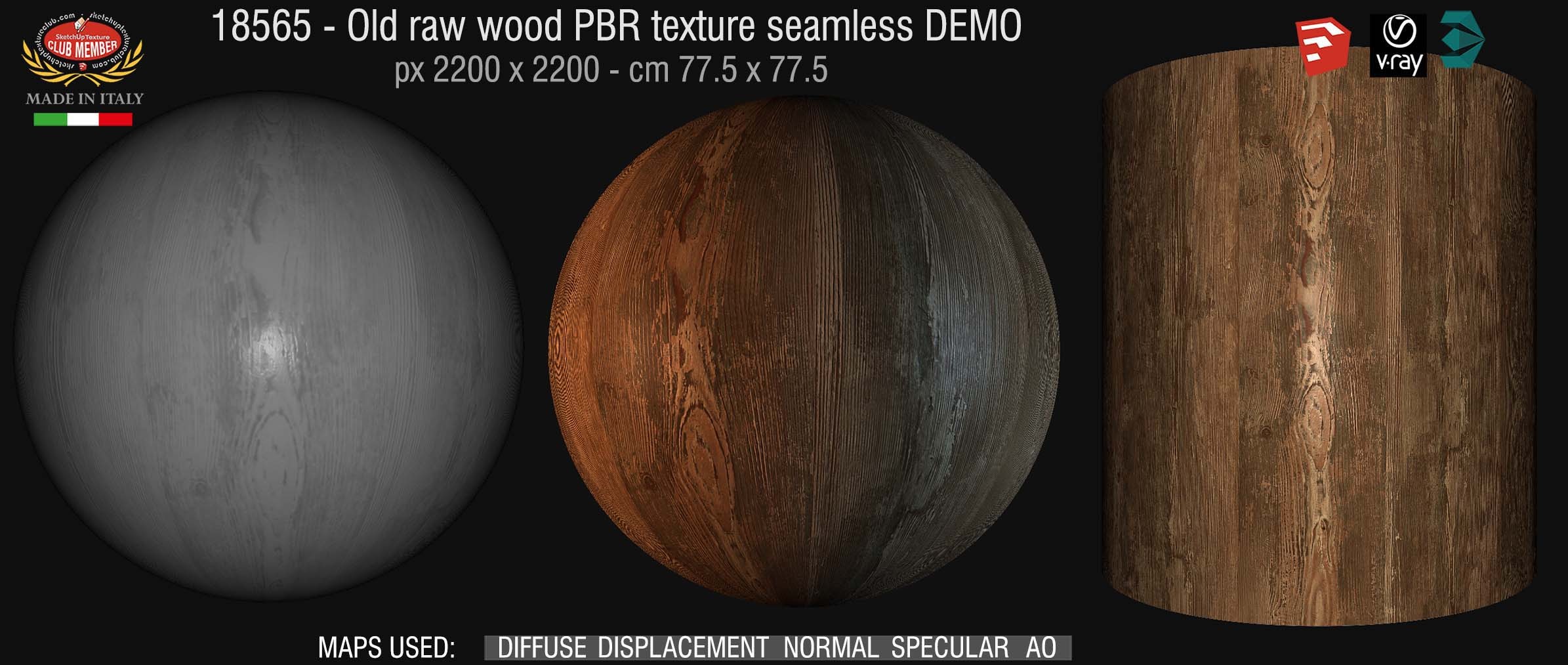 18565 old raw wood PBR texture seamless DEMO