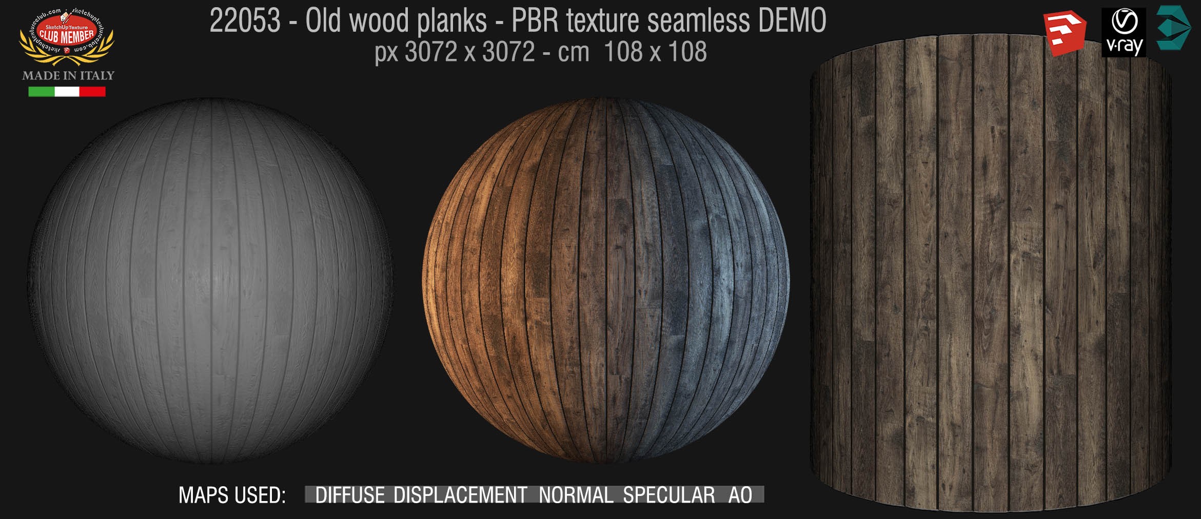 22052 Old wood planks PBR texture seamless DEMO
