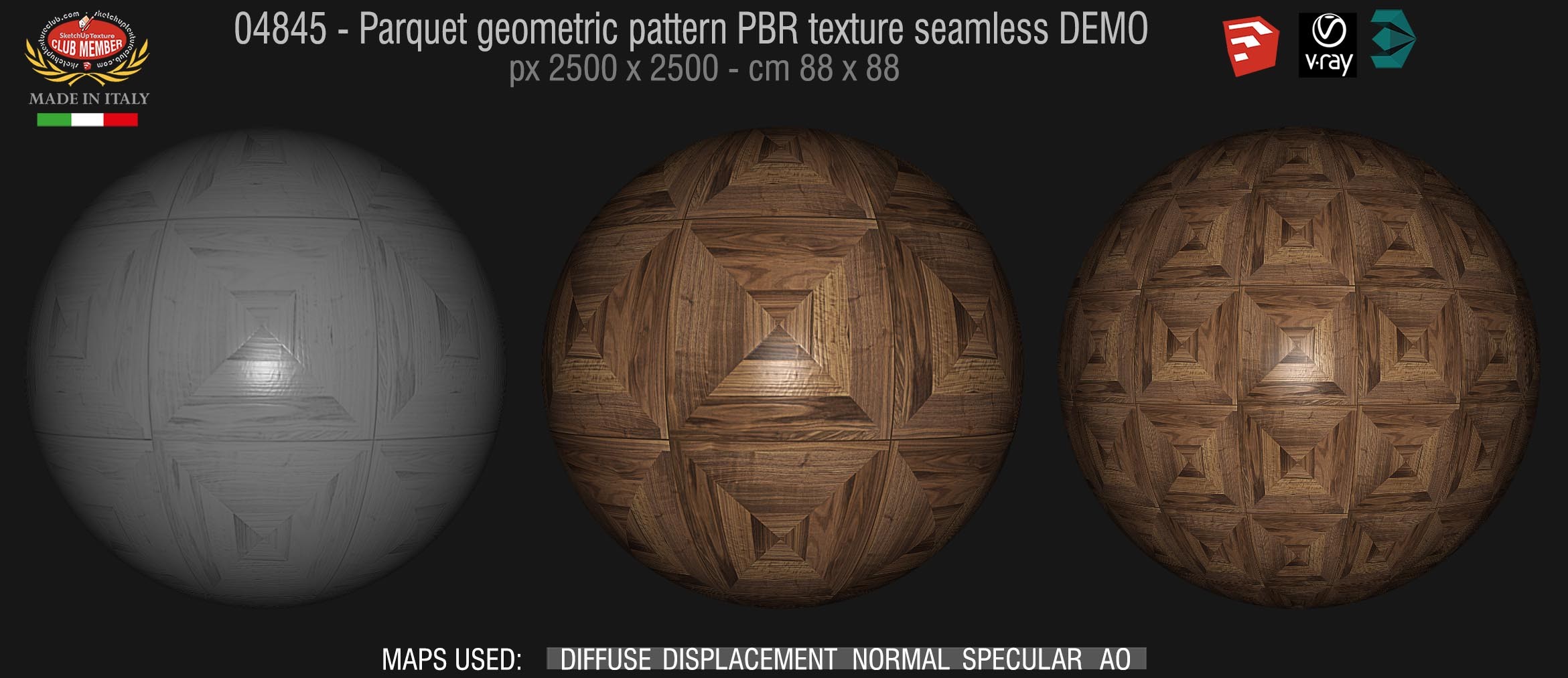 04845 Parquet geometric pattern PBR texture seamless DEMO