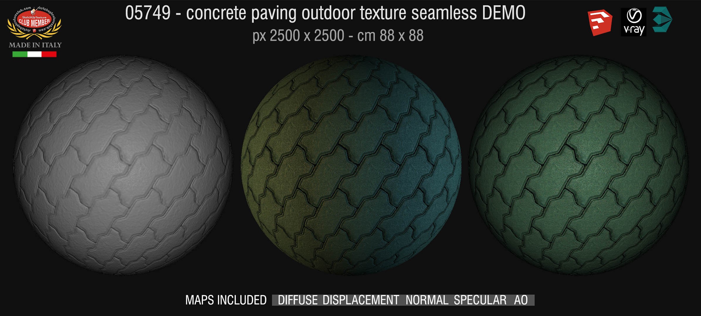 05749 HR Paving outdoor concrete regular block texture + maps DEMO