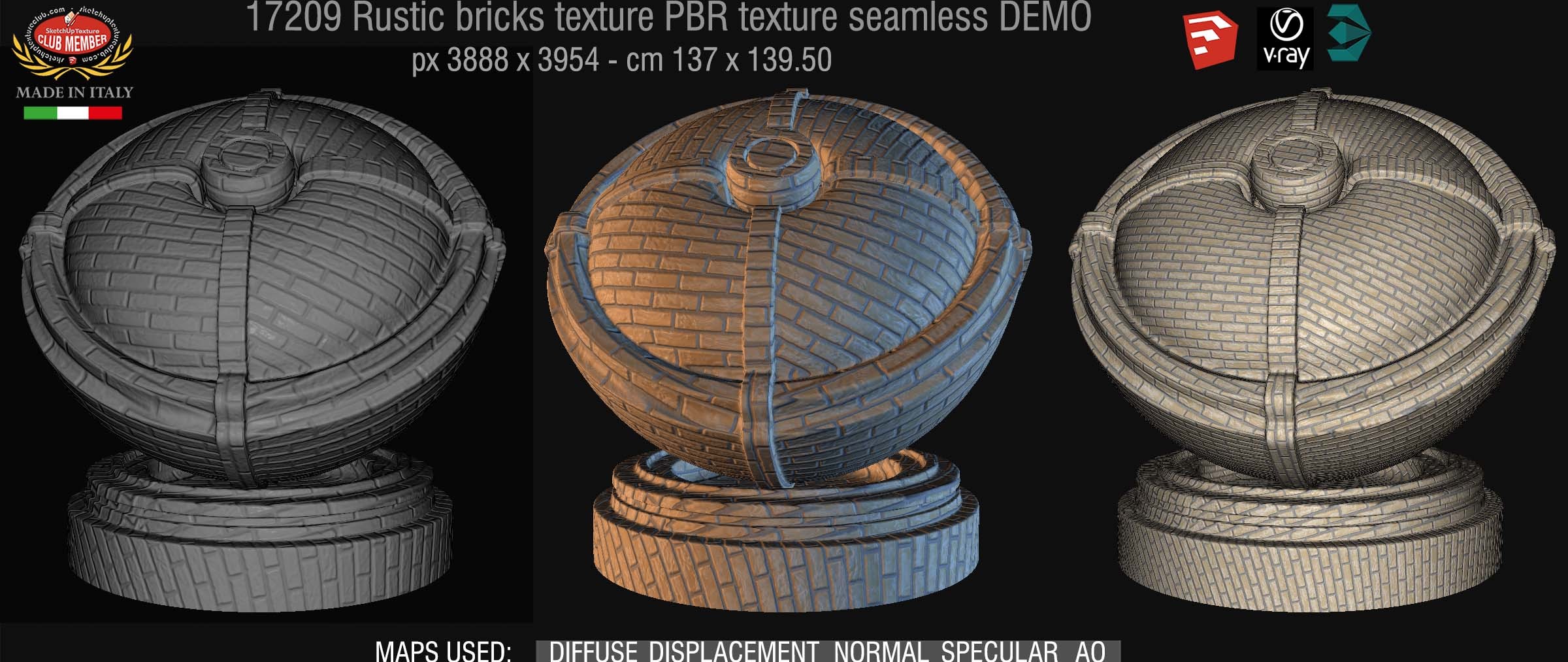 17209 Rustic bricks PBR texture seamless DEMO