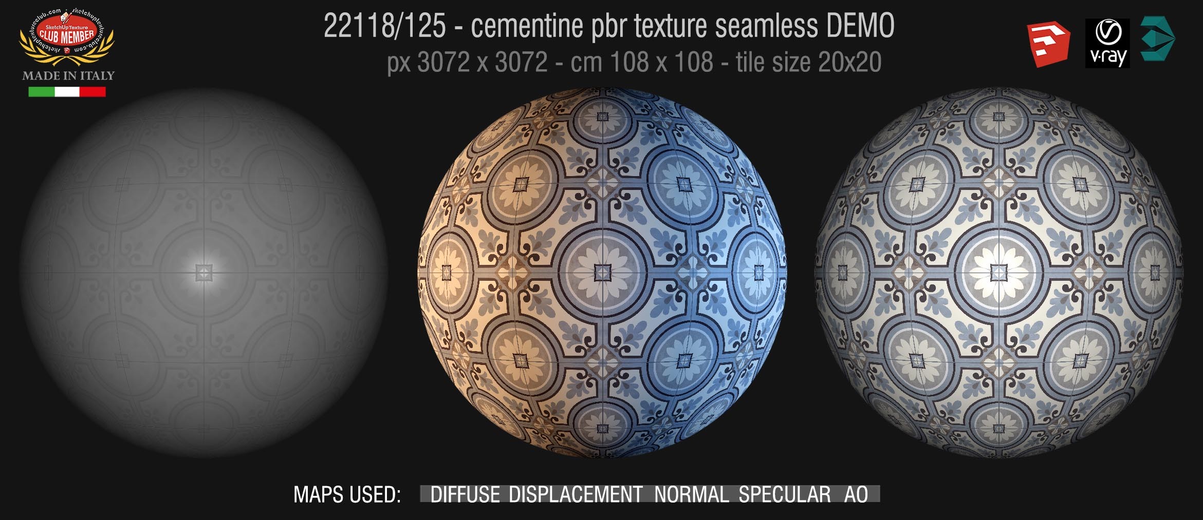 22118/125 ementine tiles Pbr seamless texture DEMO - porcelain stoneware concrete look PARIS collection