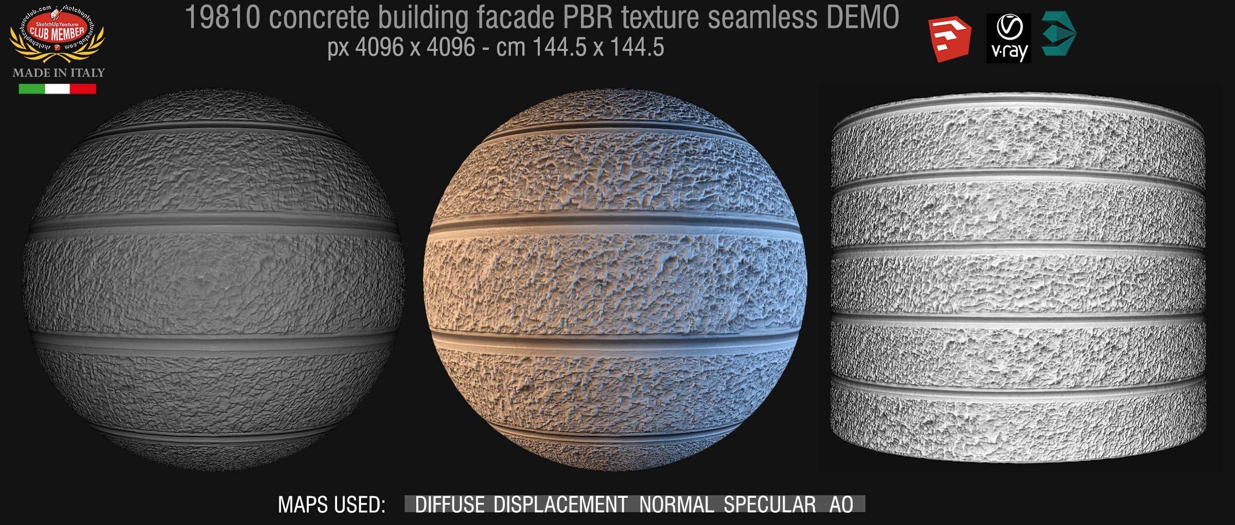 19810 - concrete building facade PBR texture seamless demo