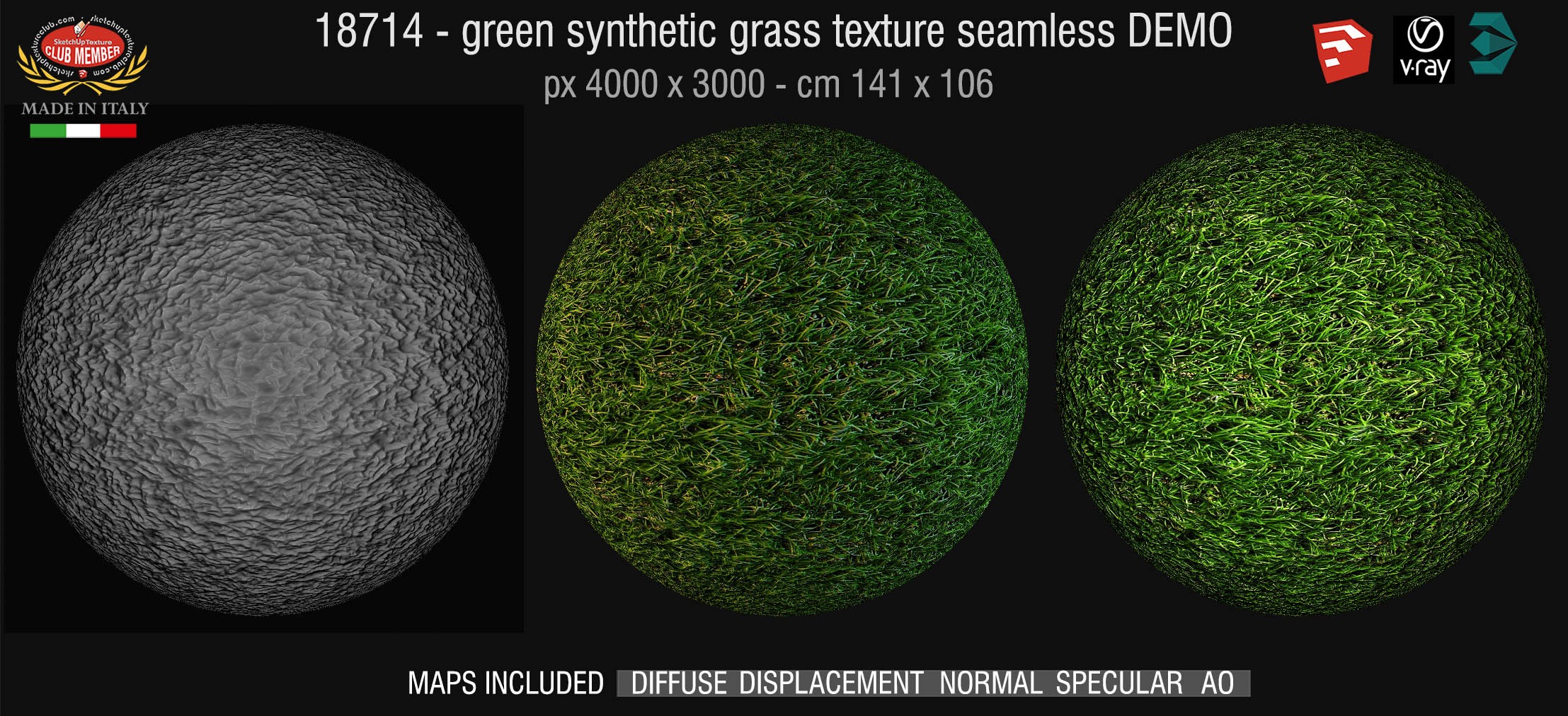 18714 HR Green synthetic grass texture + maps DEMO