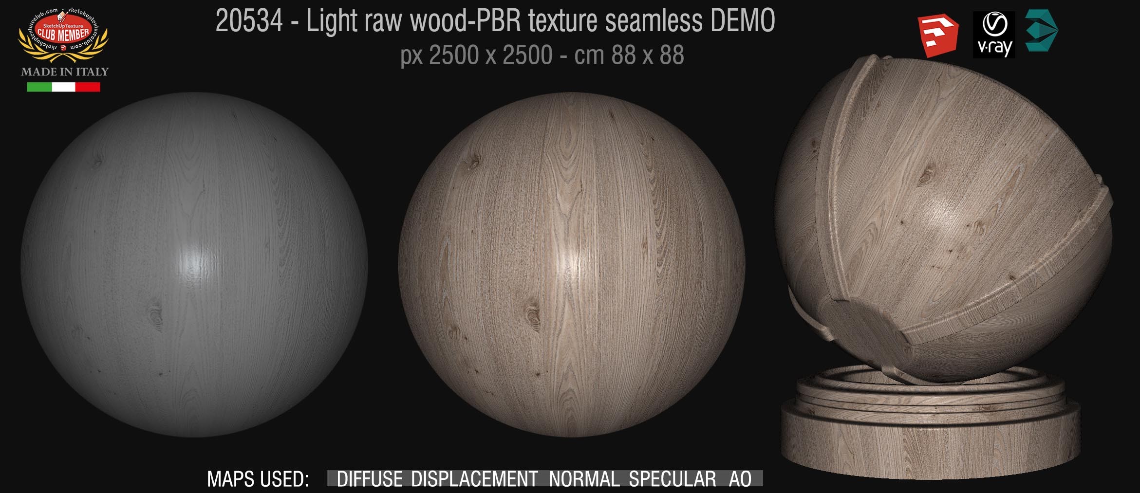 20534 Light raw wood PBR texture seamless  DEMO