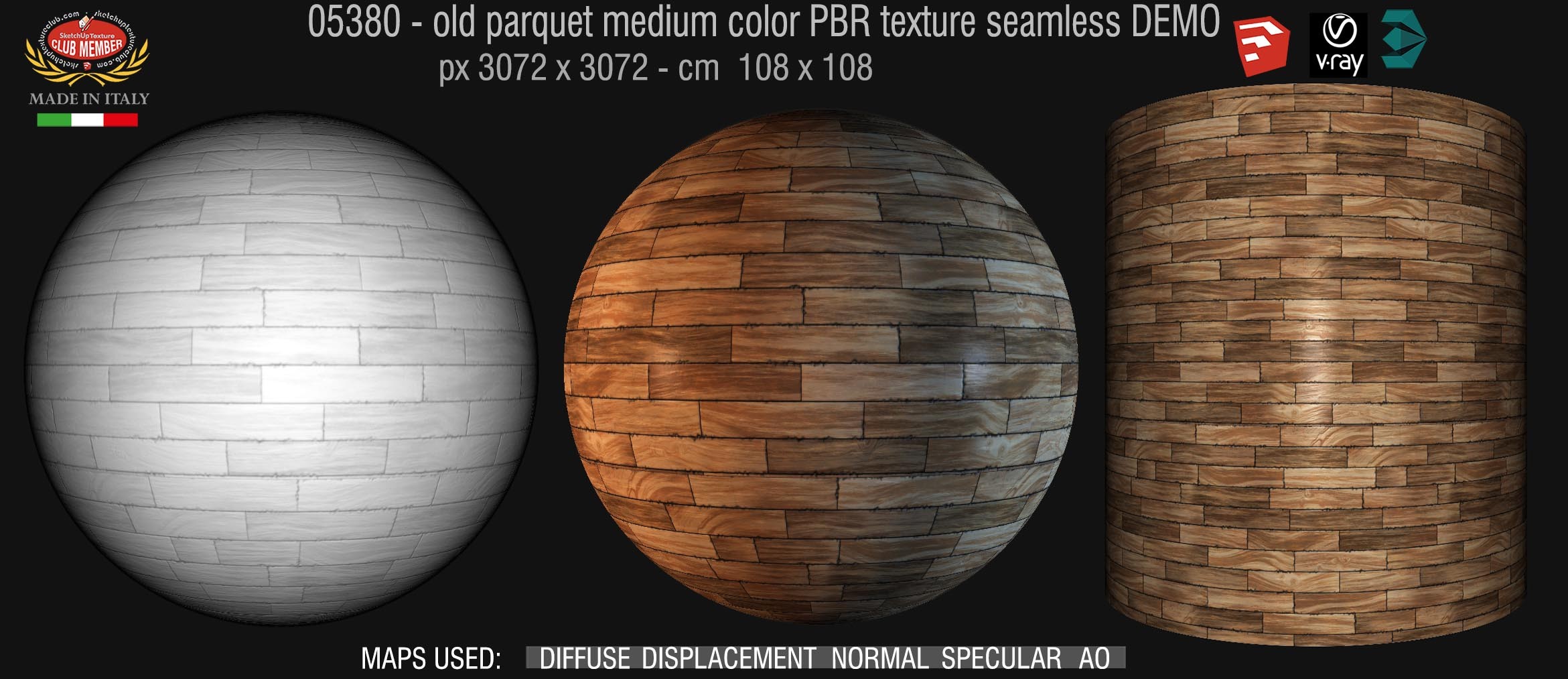 05380 old parquet medium color PBR texture seamless DEMO